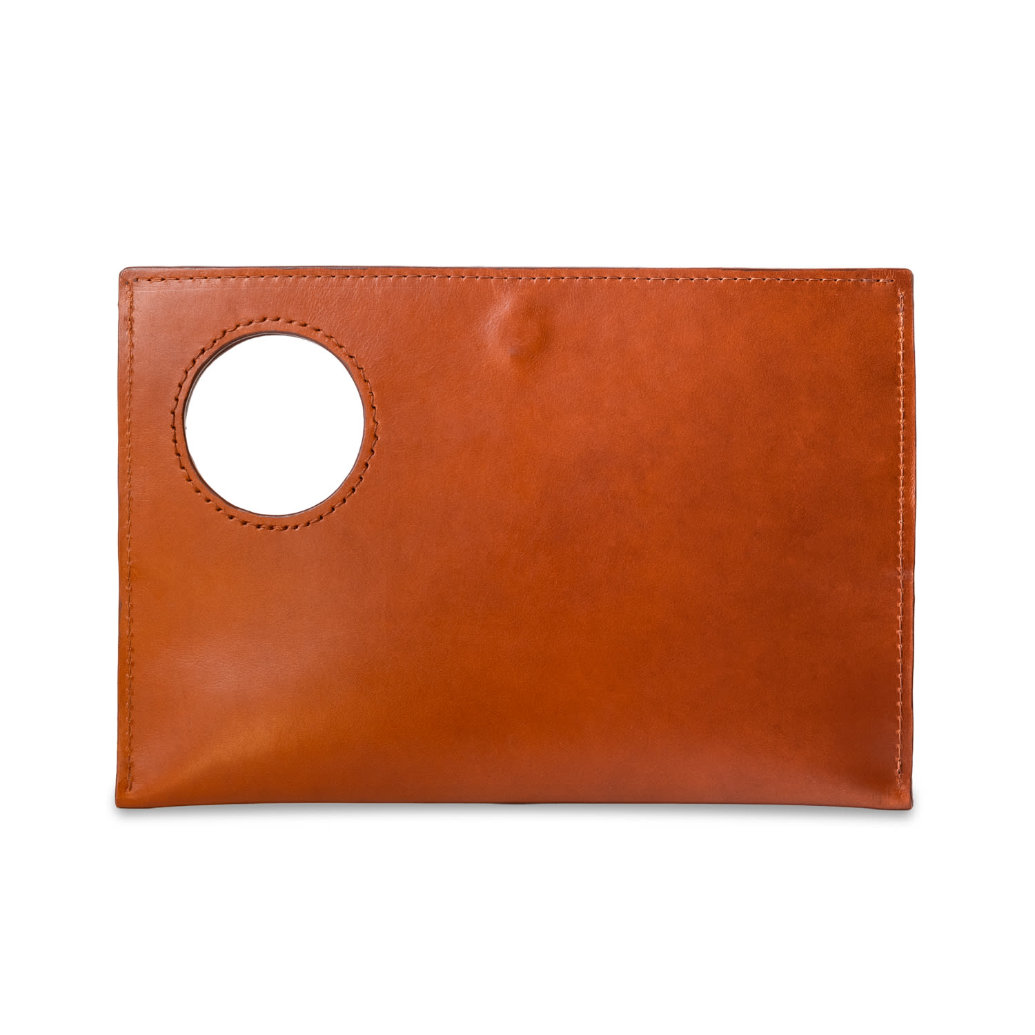Designs By Elle Women's Brown Circle Clutch Leather Bag