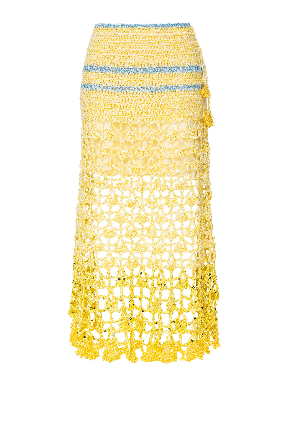Andreeva Women's Chrysanthemum Yellow Handmade Crochet Midi Skirt