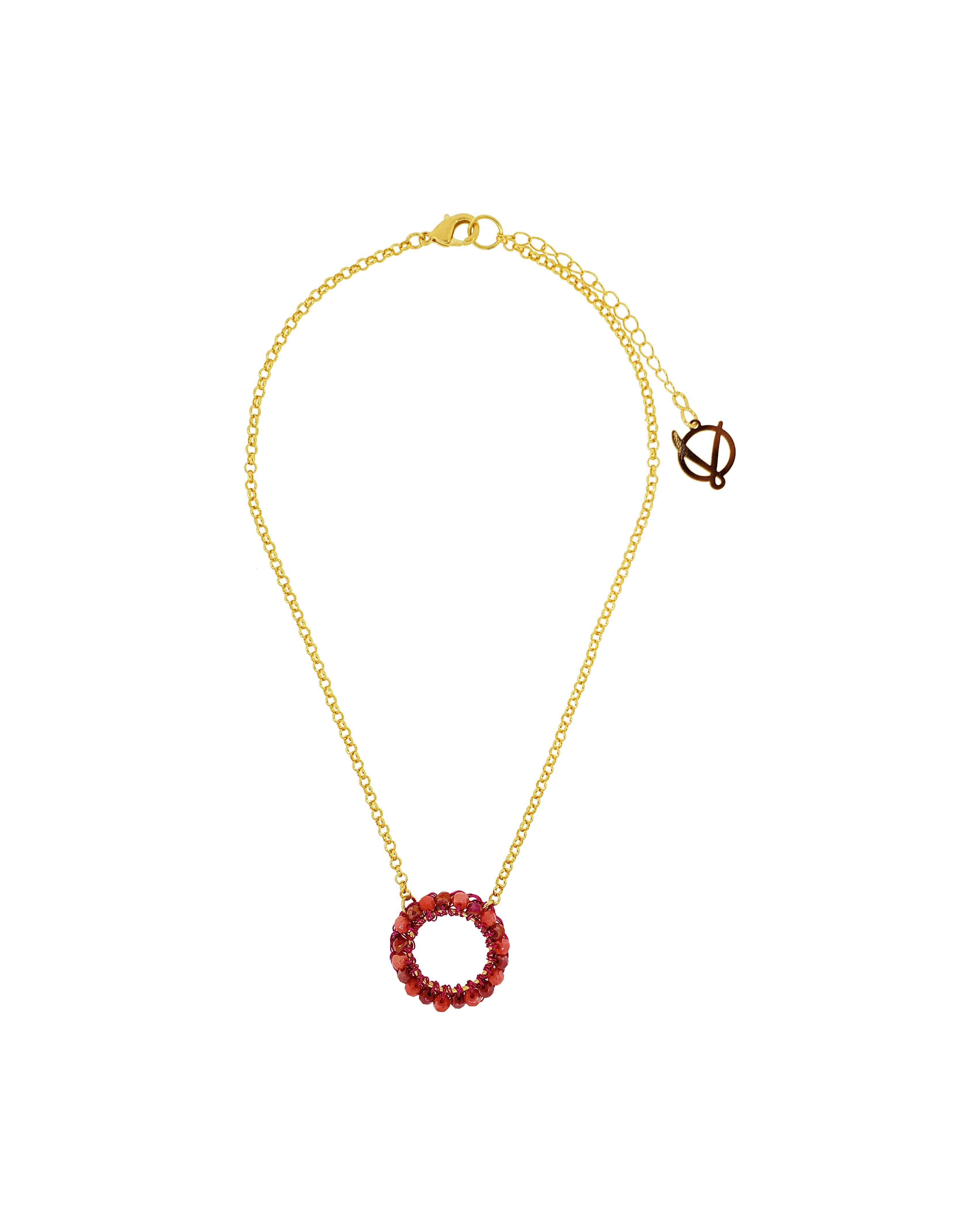 Lavish By Tricia Milaneze Women's Gold / Pink / Purple Neon Fuchsia Ellie Handmade Crochet Necklace