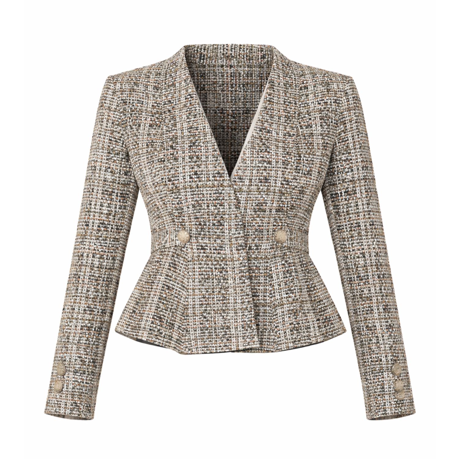Women's Green / Grey / Orange Rosemary Jacket In Olive Tan Tweed | Extra Large | Sacha Drake