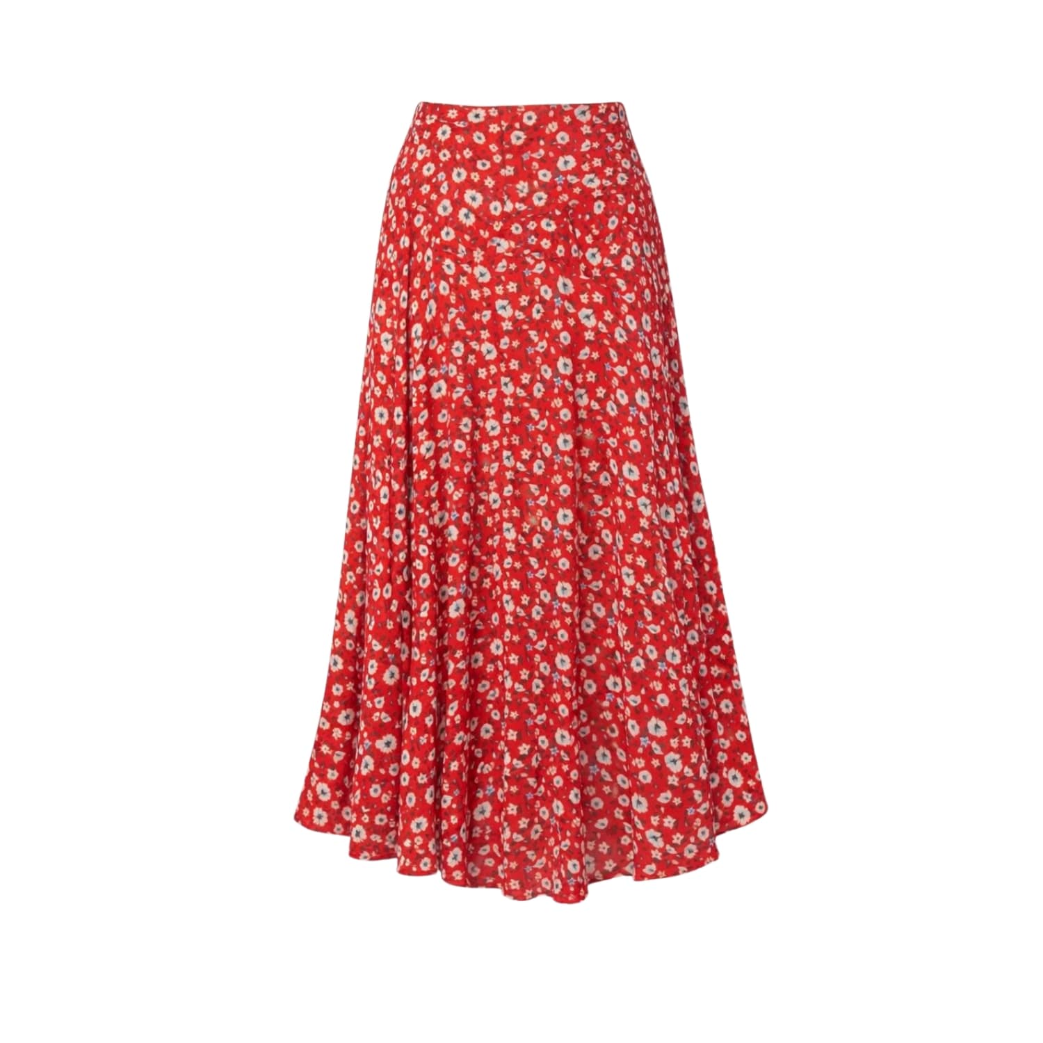 Philippa Red Floral Print Midi Skirt | Rose & Nancy | Wolf & Badger