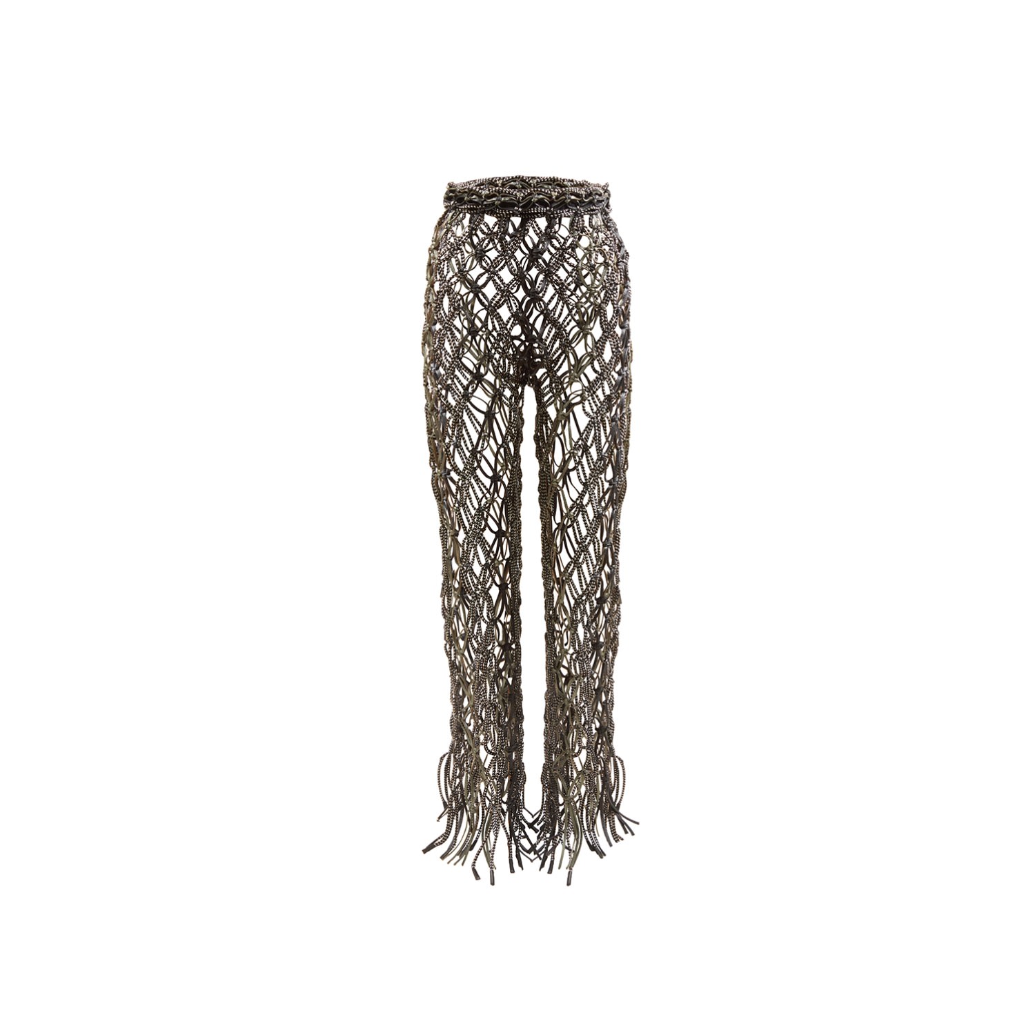 Women’s Black Lydia Pants In Leather And Rope Macrame Large Devina Juneja