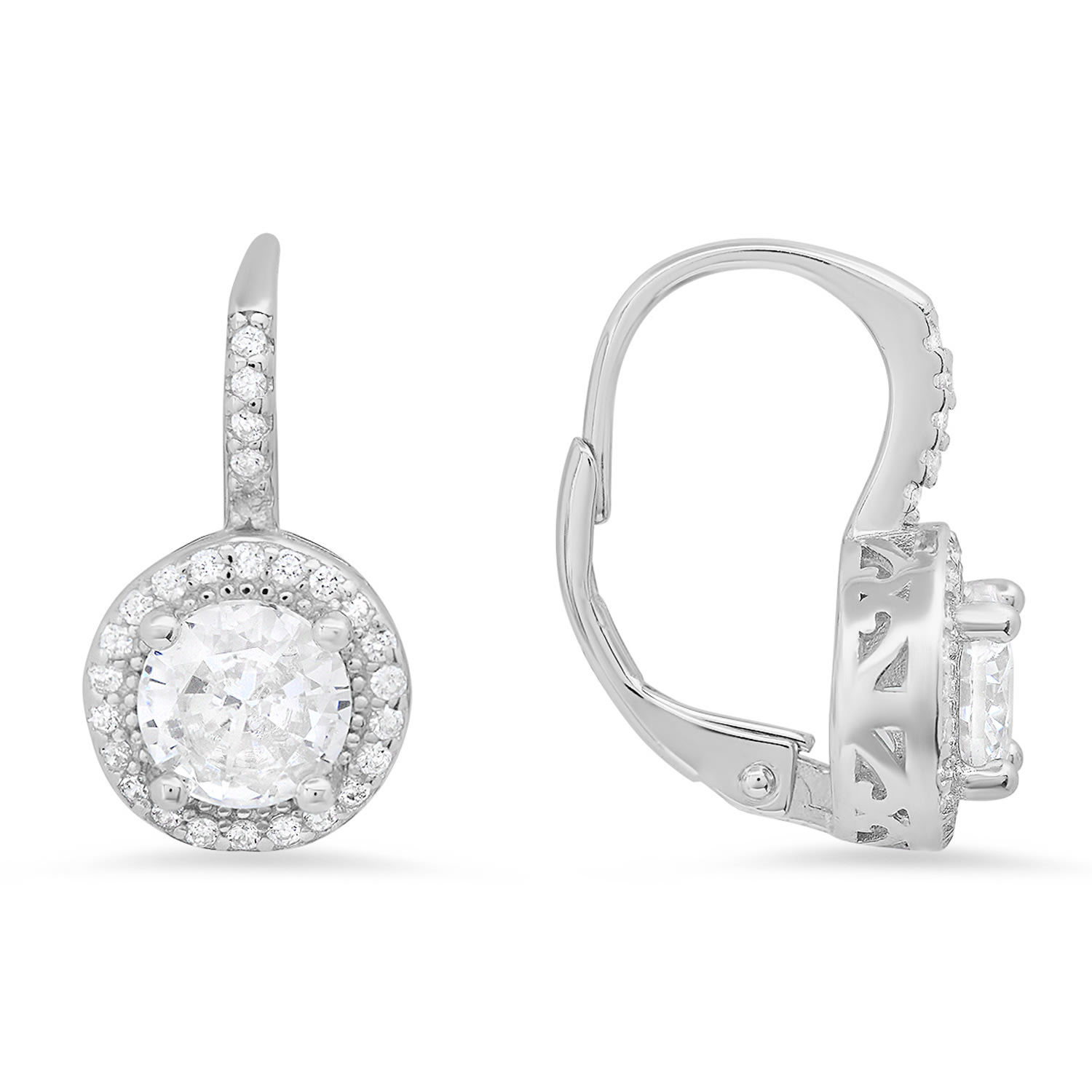 Kylie Harper Women's Diamond Cz Halo Filigree Leverback Earrings In Sterling Silver In White