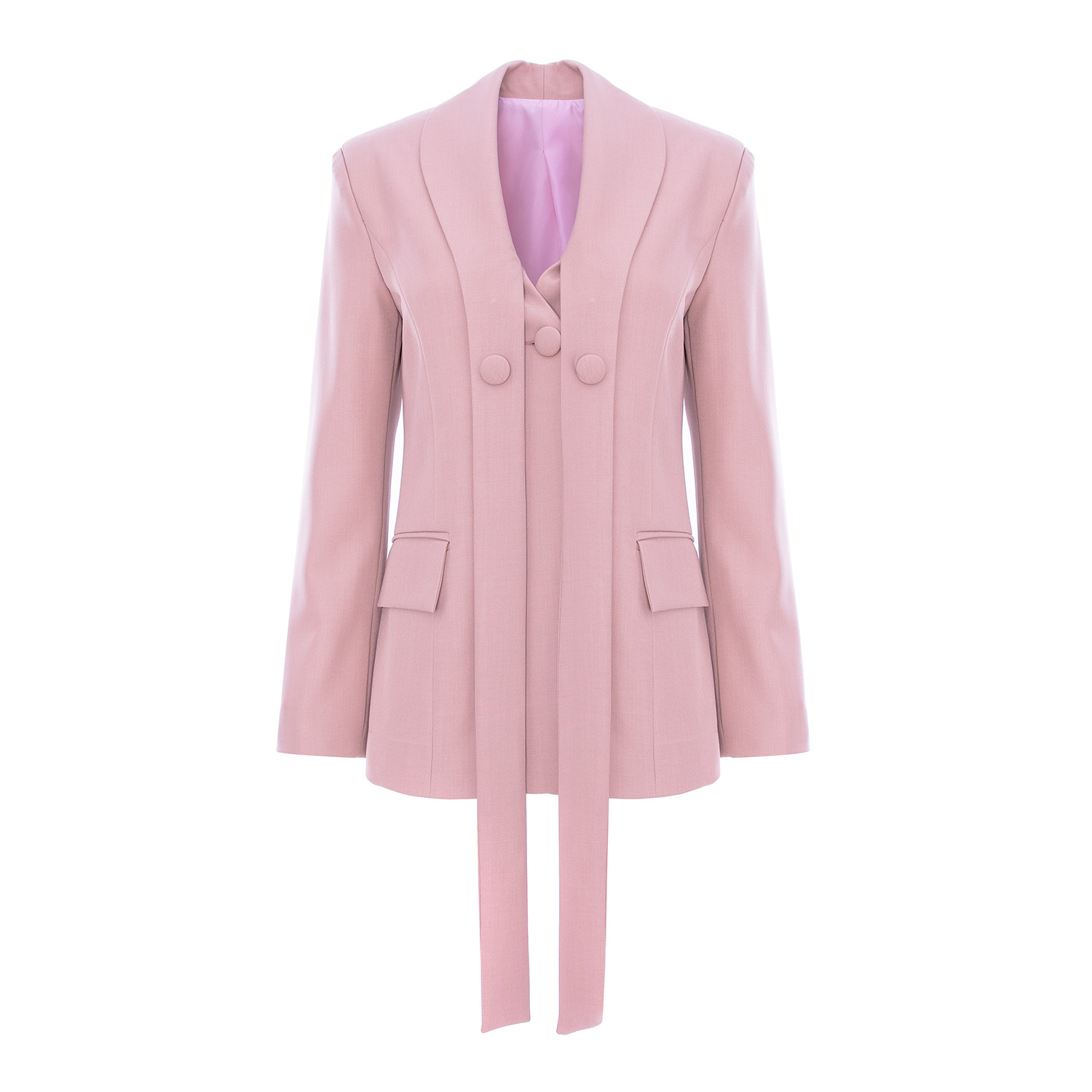 Bluzat Women's Pink / Purple Powder Pink Blazer With Long Lapels In Pink/purple