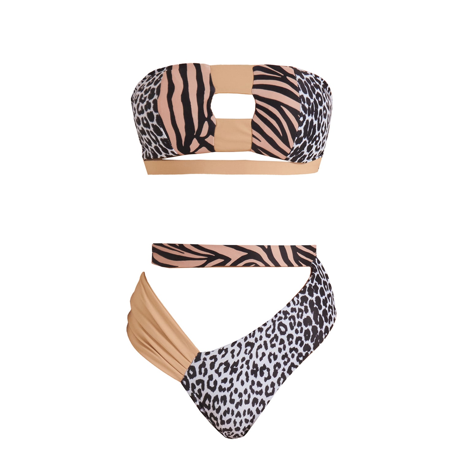 Women&rsquo;s Black / Neutrals / White Saltu Combo Bikini | Small | Sancha the Brand