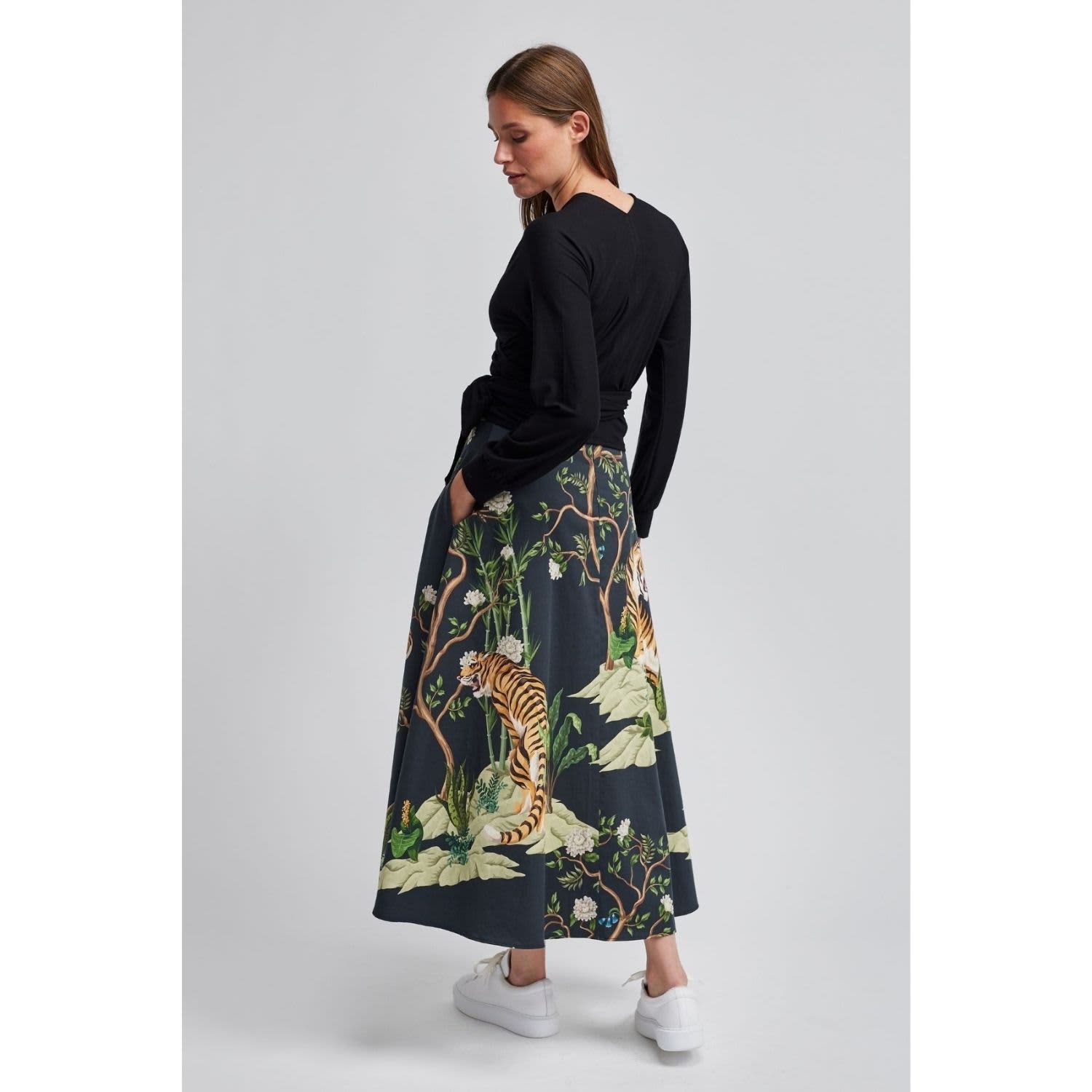Black Tiger Print Maxi Skirt | Marianna Déri | Wolf & Badger