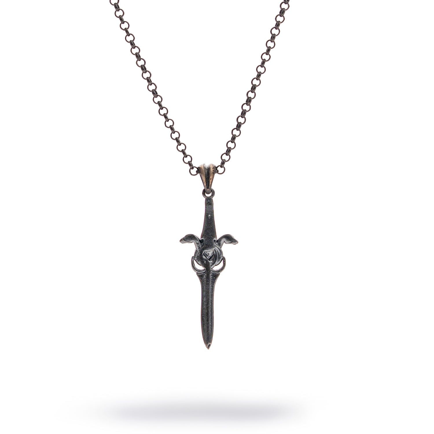 Ebru Jewelry Men's Serpent Blade Men's Sterling Silver Necklace - Silver In Black