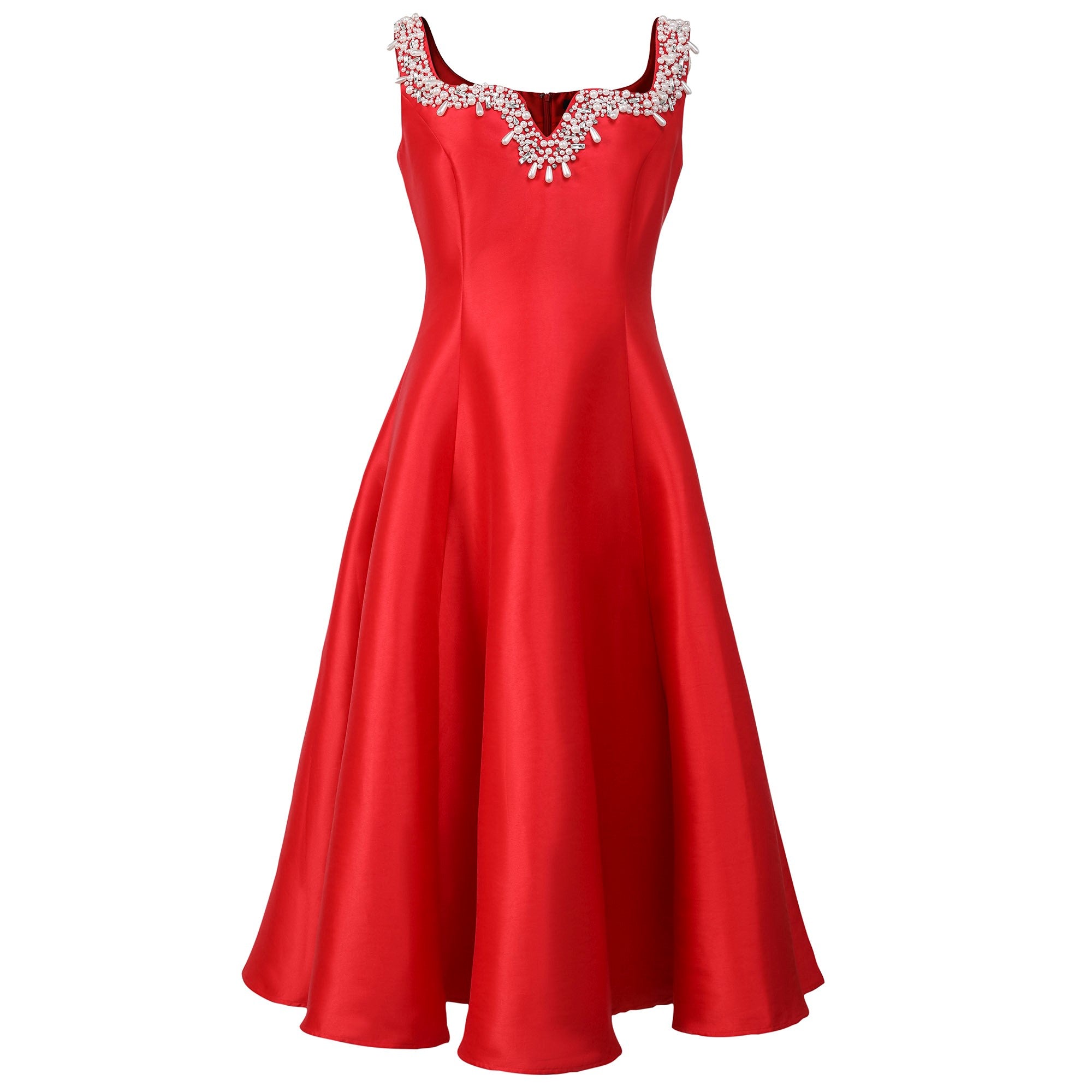Smart And Joy Women's Sweetheart Cleavage Beaded Cocktail Dress - Red In Red
