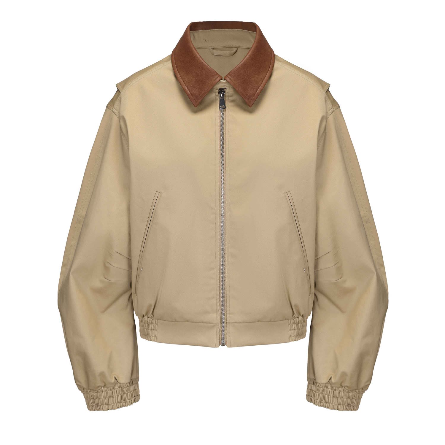 Mute By Jl Women's Neutrals Contrast Collar Structured Bomber Jacket