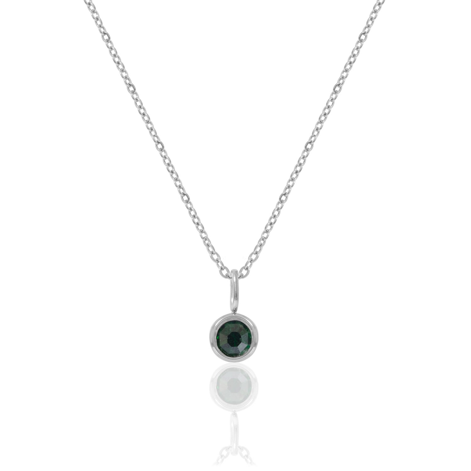 A Weathered Penny Women's Silver / Green Silver Birthstone Necklace - May In Metallic