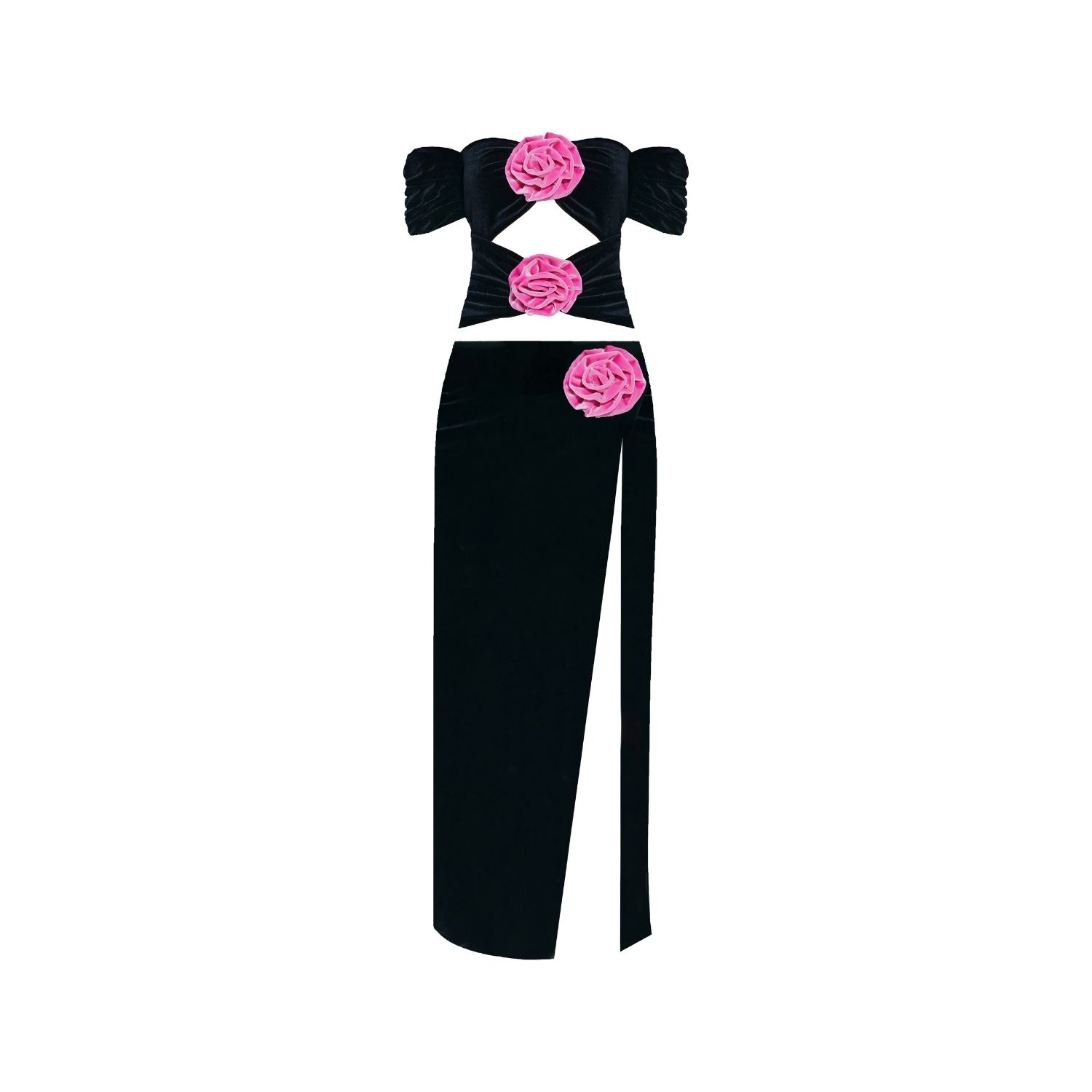 Nur Karaata Black Soori Top & Skirt Set In Black