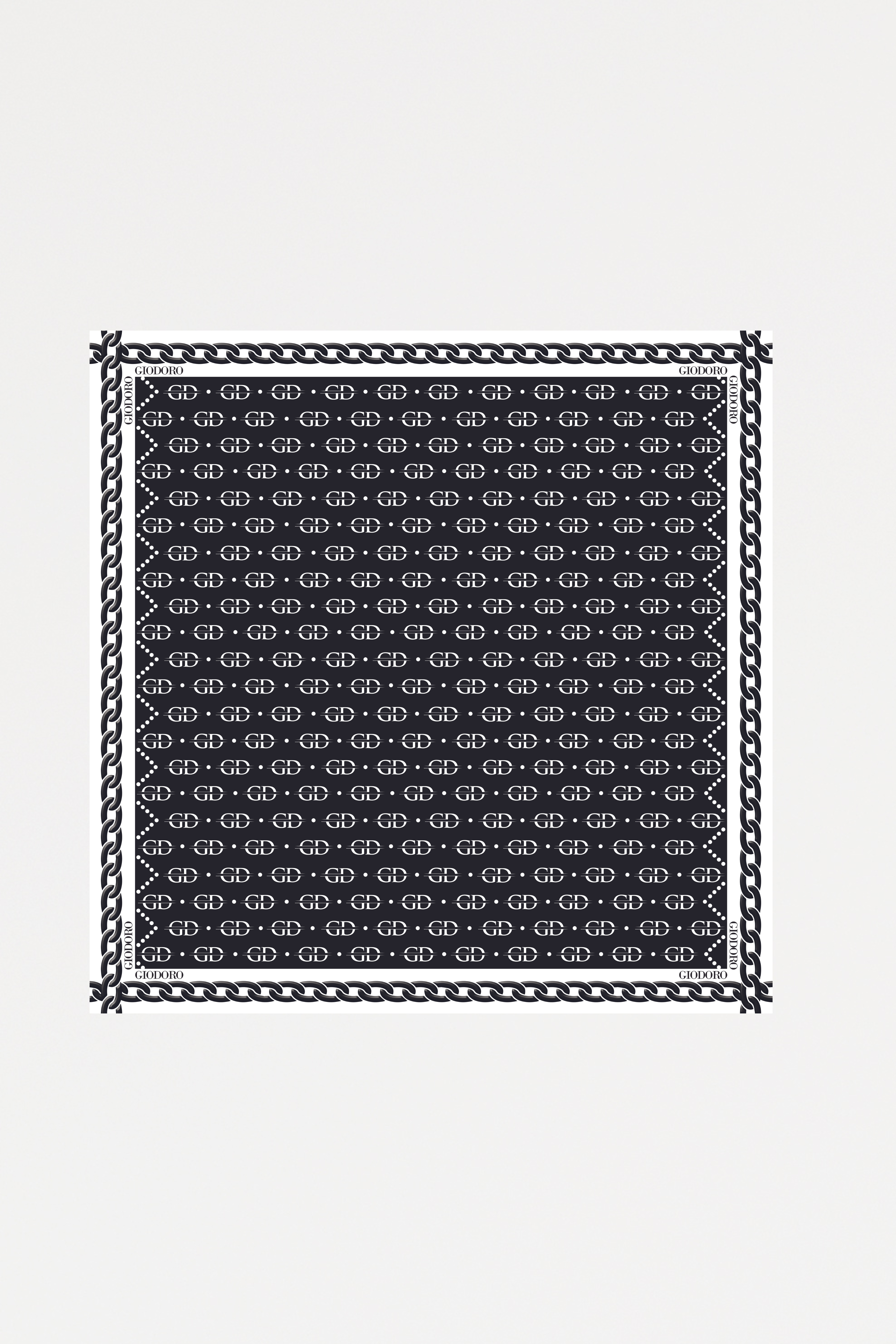 Giodoro Women's Black / White Gd Print Silk Scarf In Blue