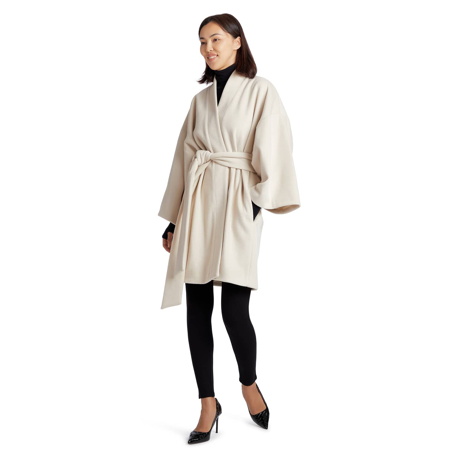 Silvia Cream Wool Kimono Jacket | Niran | Wolf & Badger