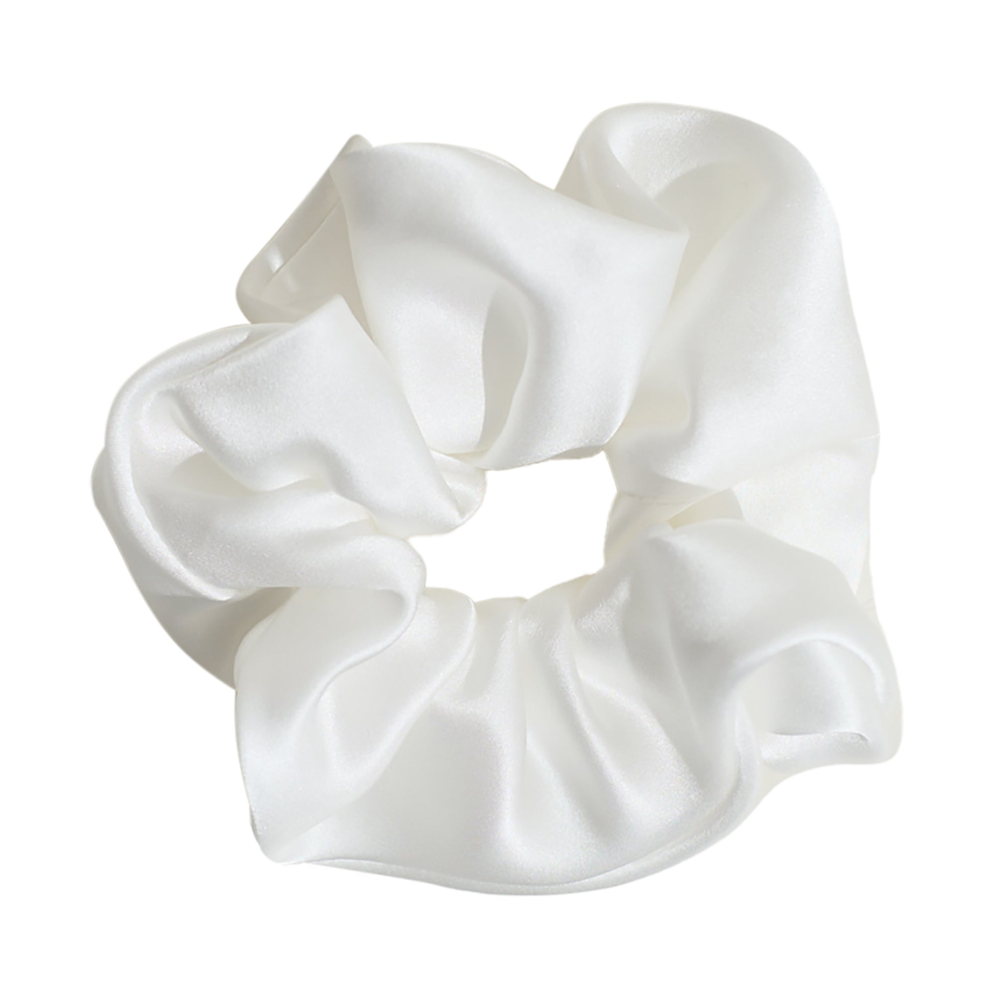 Women's "Silken Hair" Silk Scrunchie Hair Tie - White | One Size | Lost Pattern Nyc