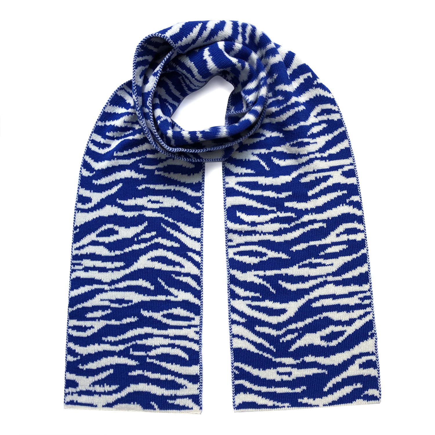 Men’s Tiger Wool & Cashmere Scarf Electric Blue Ingmarson