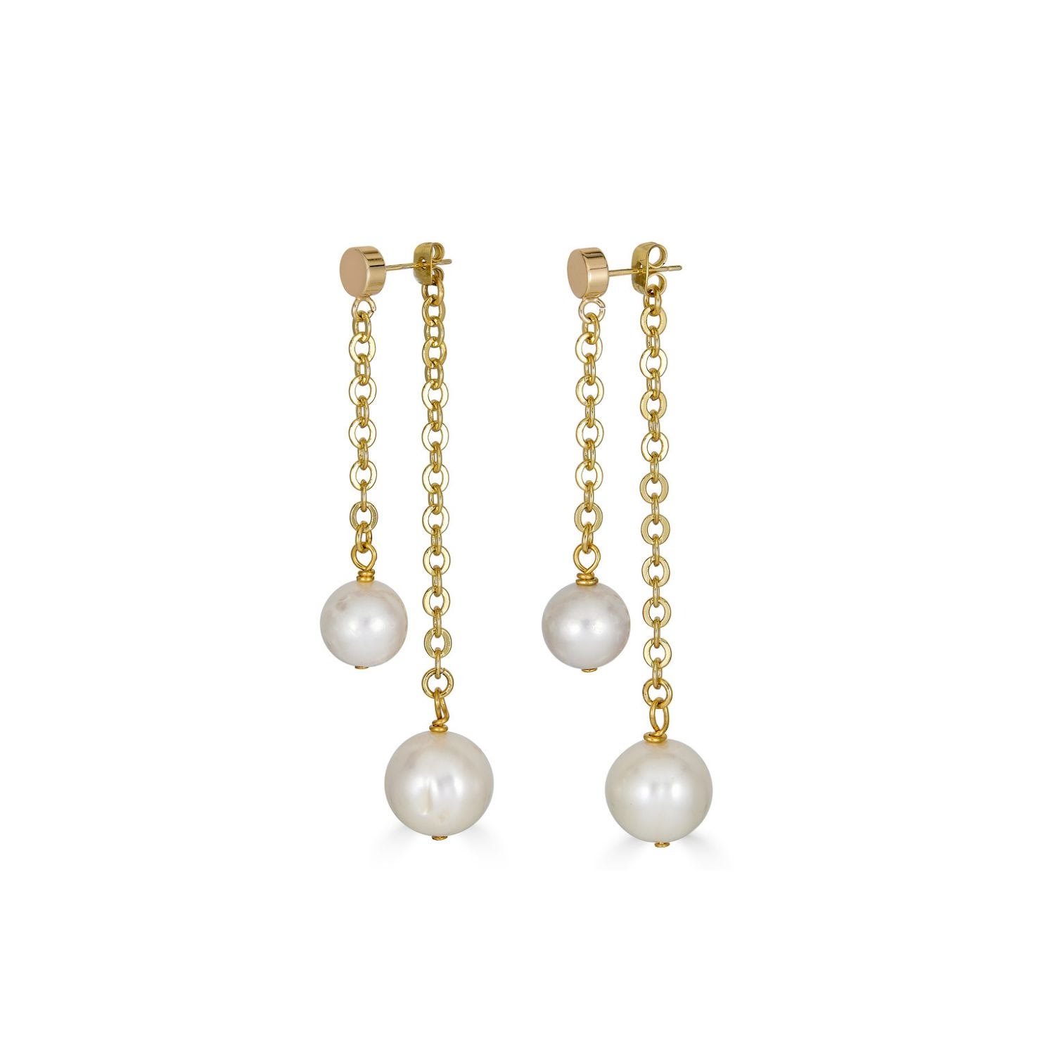 Women’s Gold Caro Freshwater Pearl And Chain Earrings Rodela