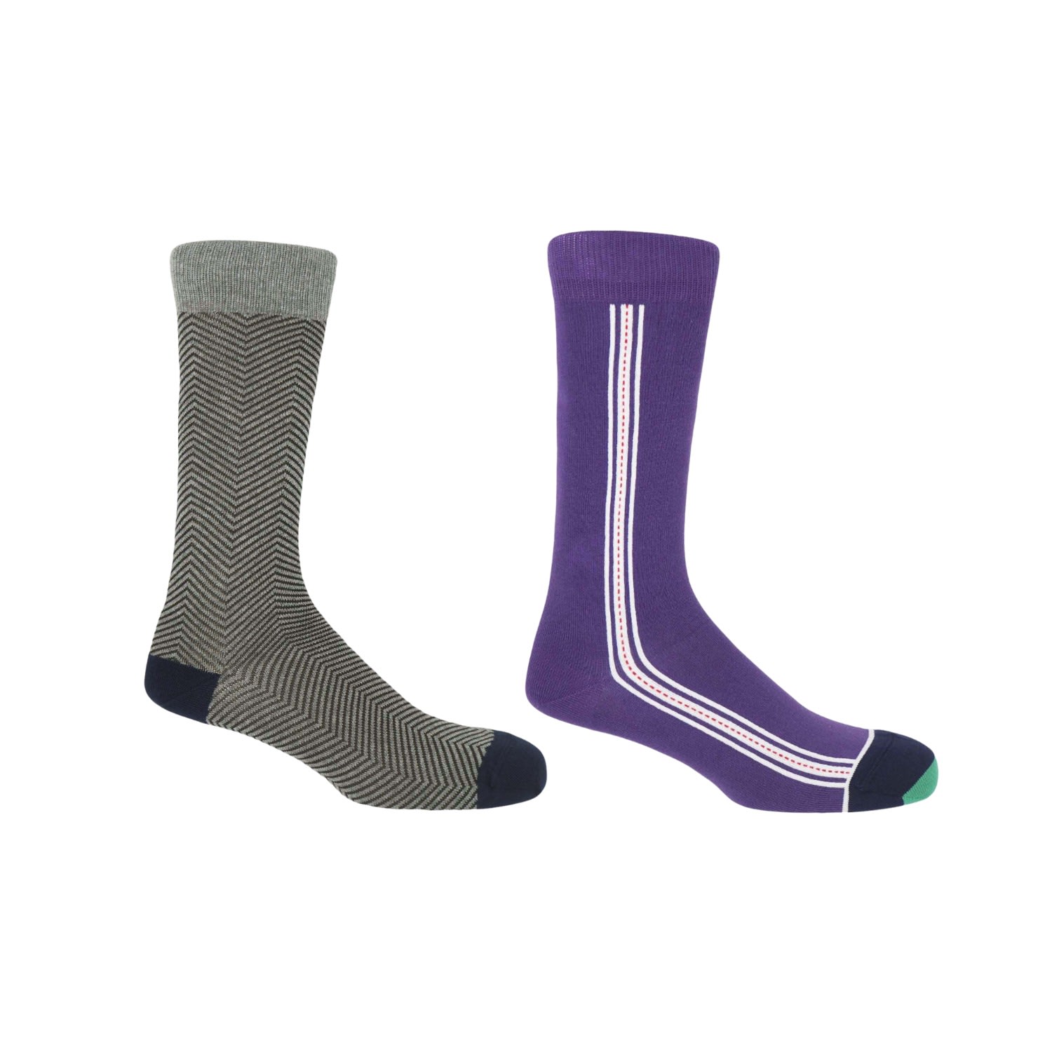 Peper Harow - Made In England Grey Lux Taylor & Purple Andover Men's Socks Two Pack In Gray/purple