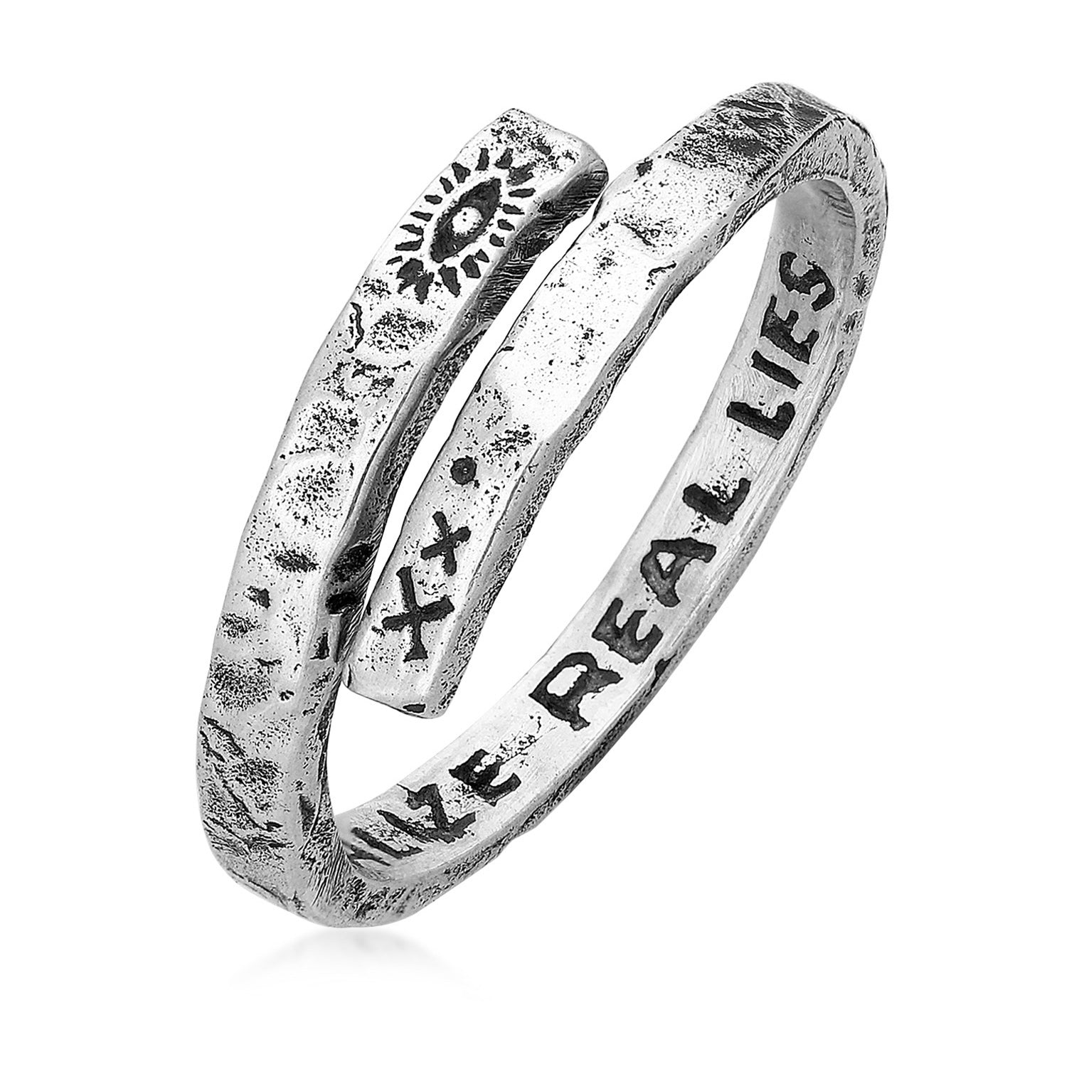 Haze & Glory Men's Twisted Eye Ring - Silver In Silver
