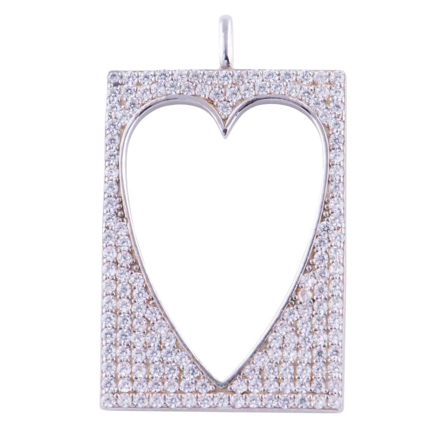 Women’s Open Pave Heart Tag - Silver Shymi