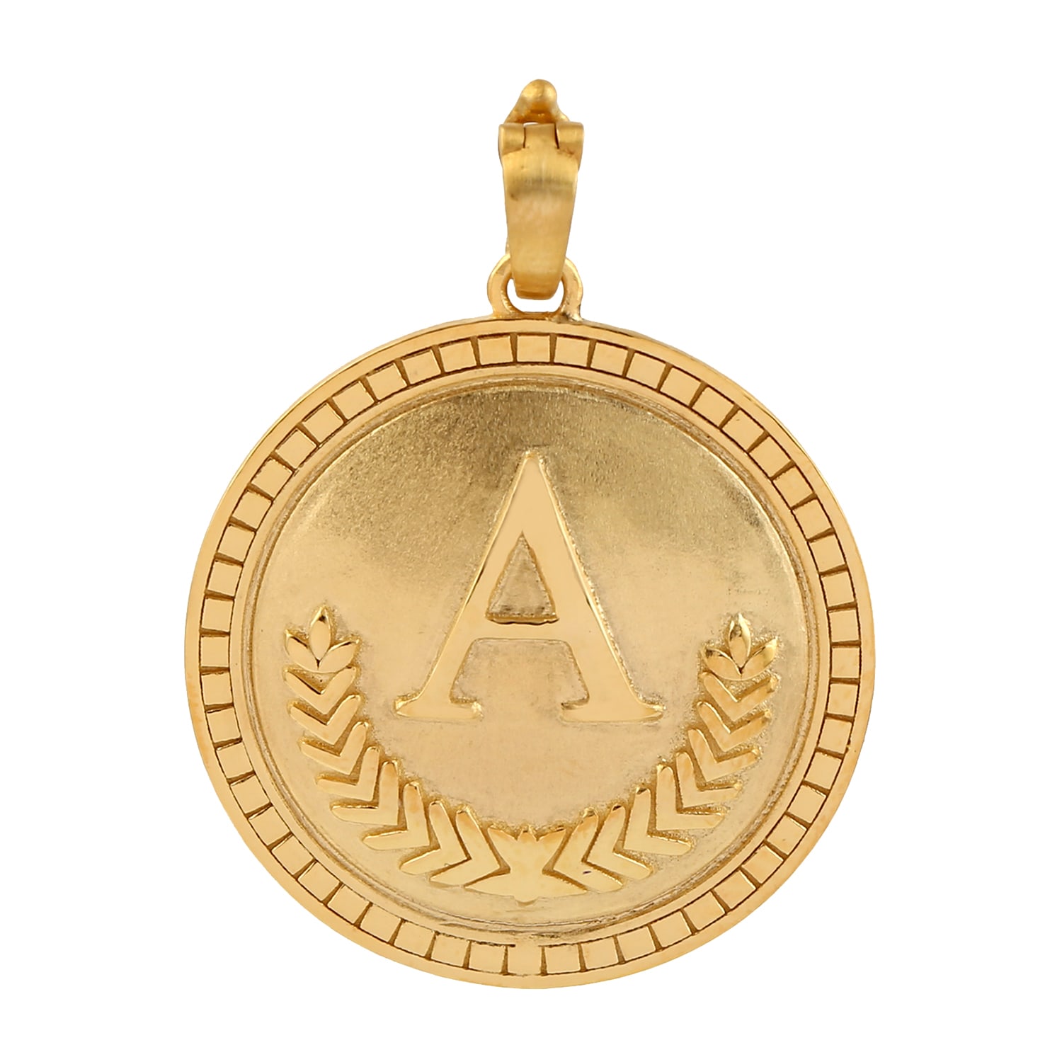 Women’s 14K Yellow Gold In Initial "A" Alphabet Letter Designer Charm Pendant Artisan