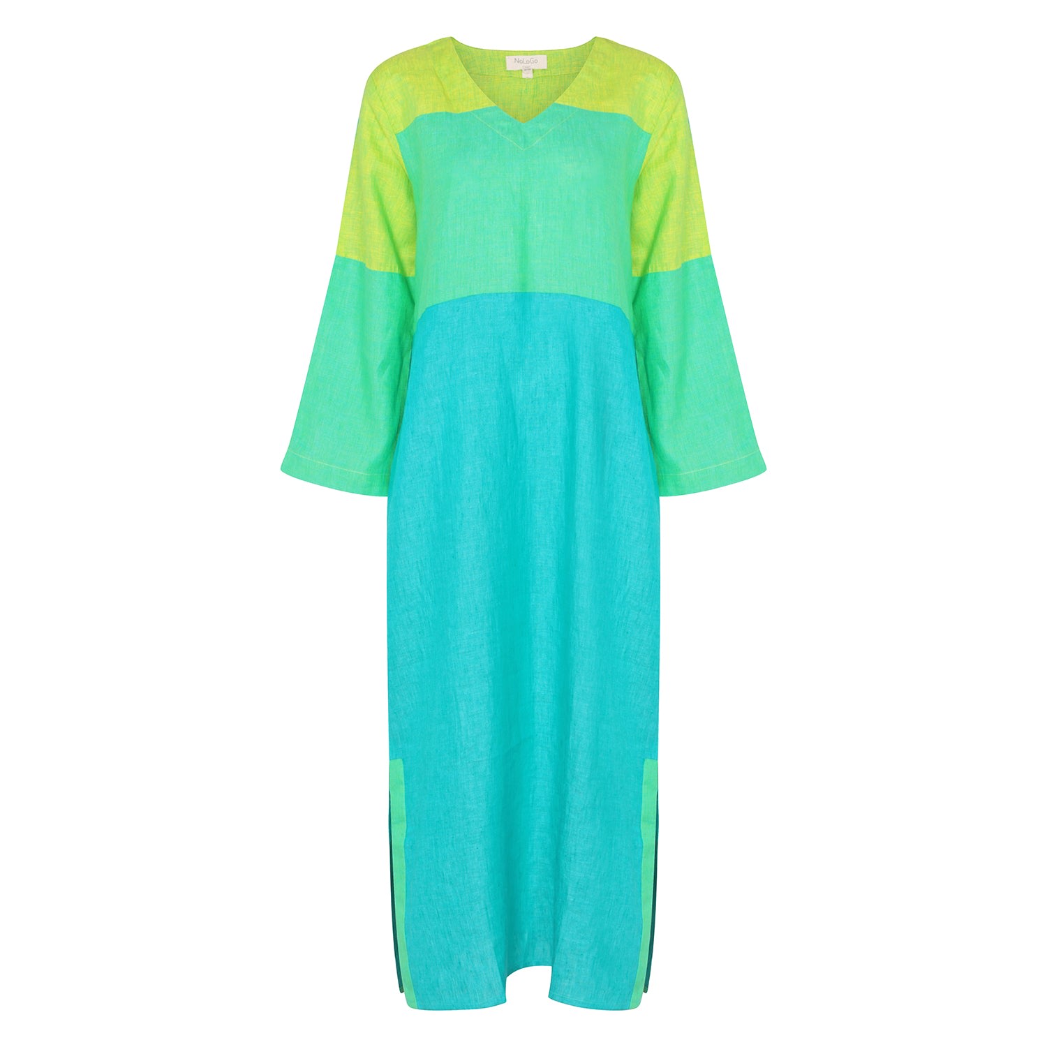 Women’s Colour Block Woven Maxi Dress Emerald Green Large Nologo-Chic