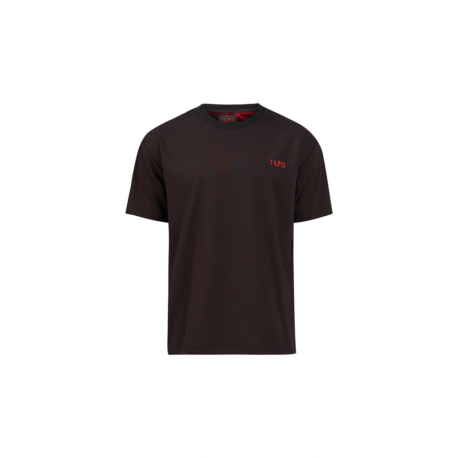 Tapis Men's  Essentials Full Back Red Carpet Detailed Black T-shirt