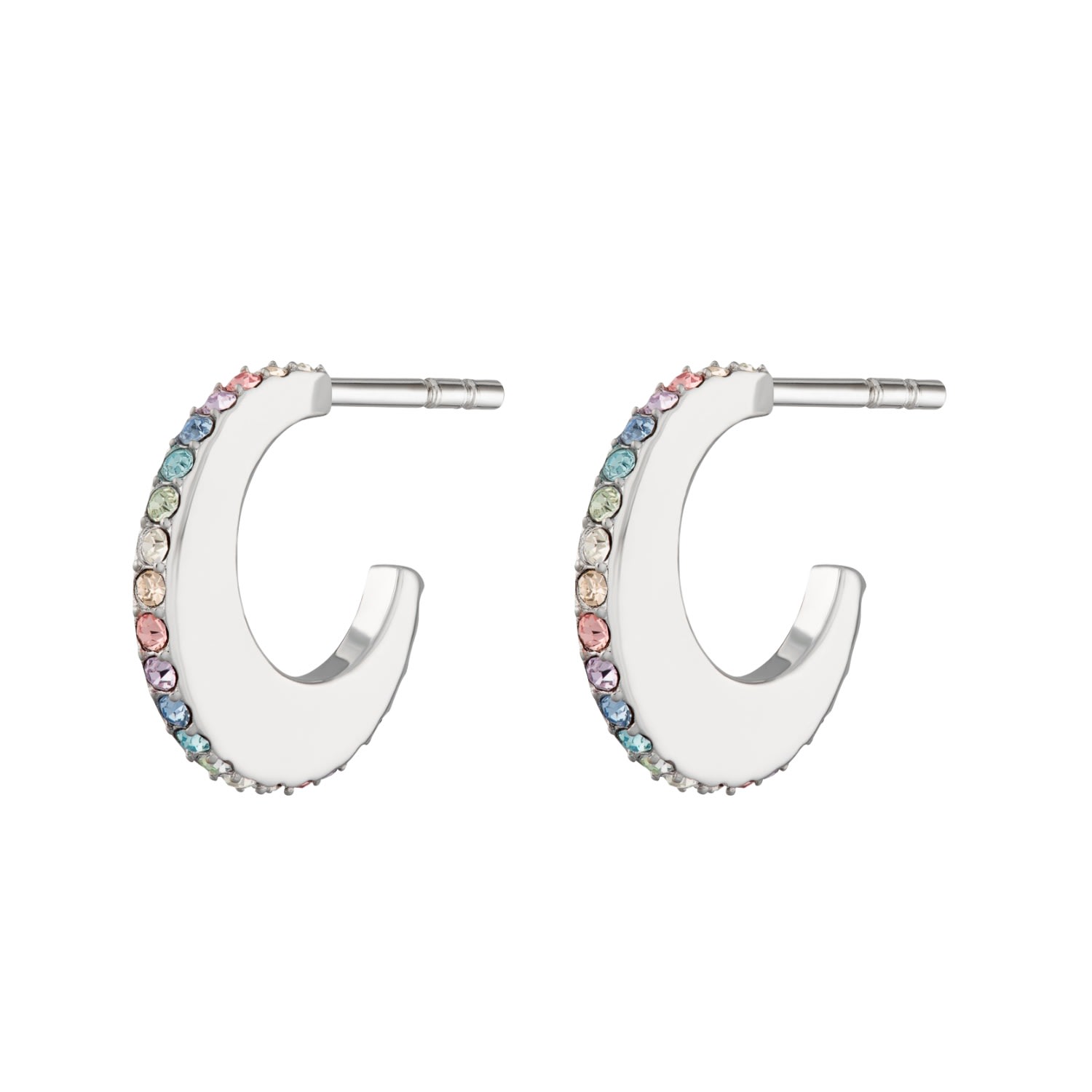 Women’s Silver Rainbow Crescent Hoop Earrings Scream Pretty