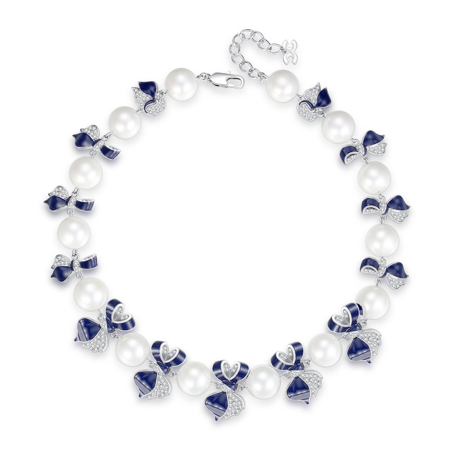 Shop Classicharms Women's Blue / White Blue Enamel Butterfly Necklace In Blue/white