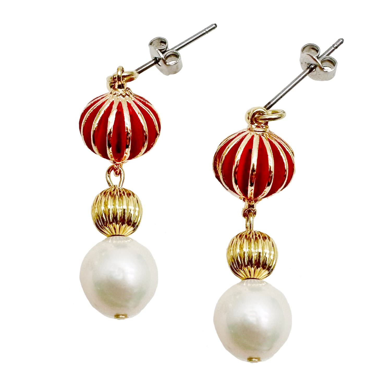 pearls earrings, keshi pearls earring with mapple leaf - style