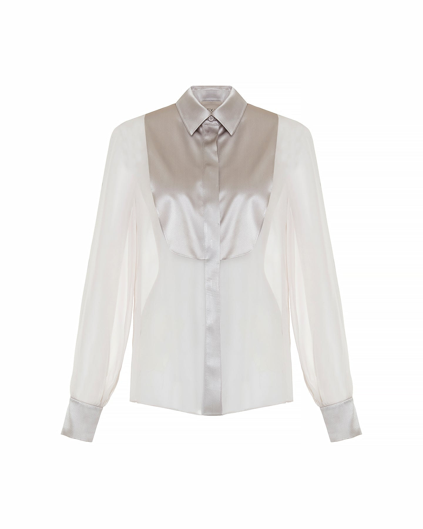 Theo The Label Idalia Plasteron Chiffon Blouse In White