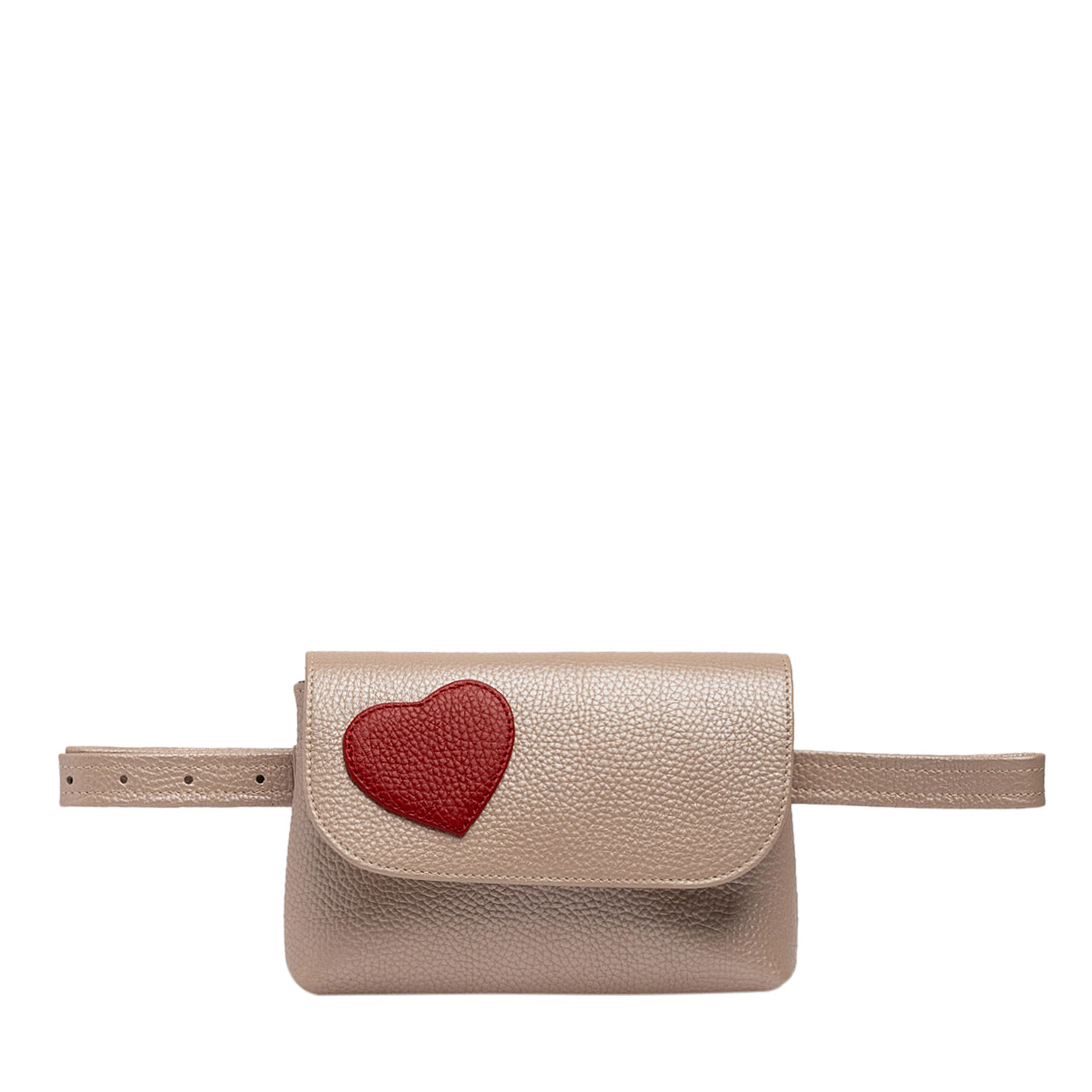 Laura Olaru Women's Pink / Purple Tria Pearly Pink Leather Belt Bag With Red Heart Attached In Pink/purple