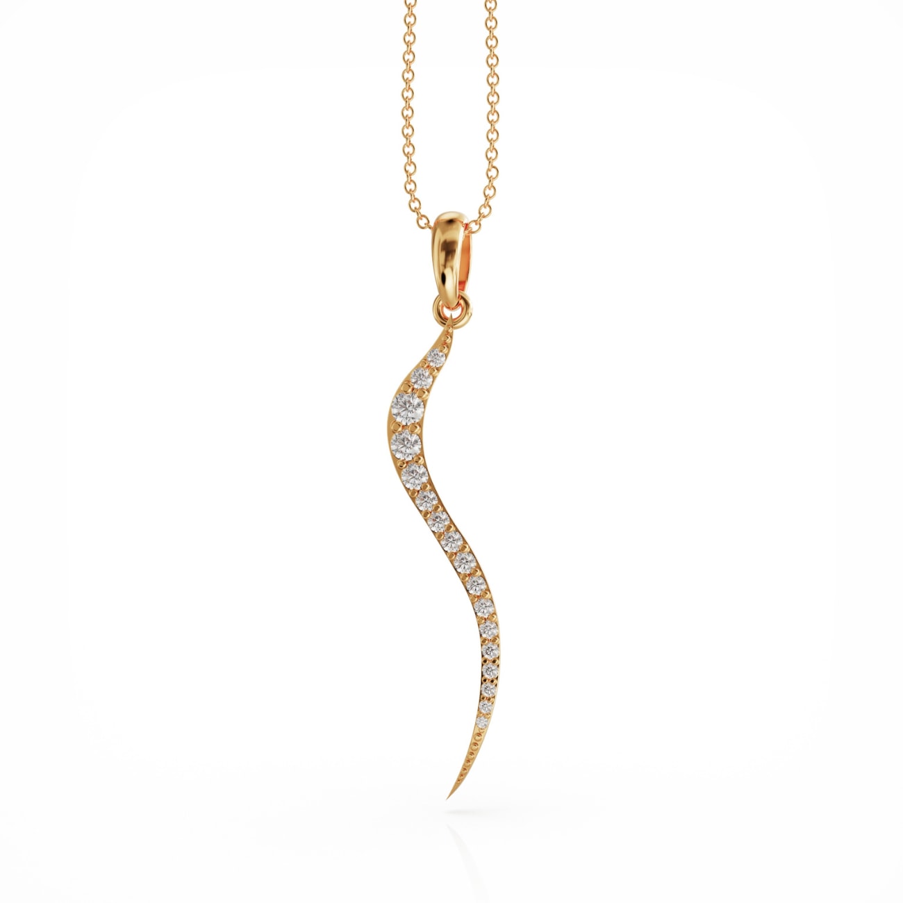 Linda Fiore Women's Gold / White Swirl Necklace Gold With Clear Cz Crystals