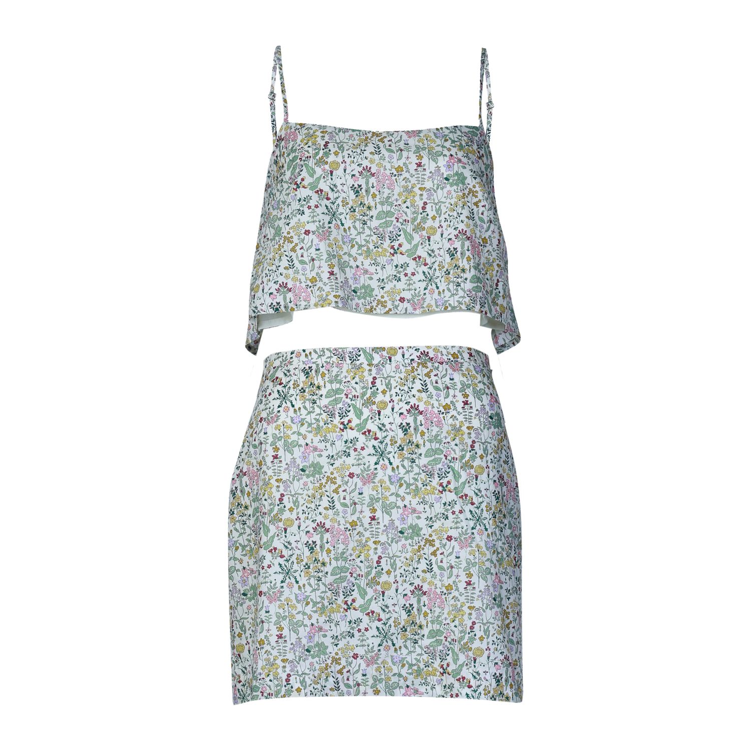 Freja The Sienna Matching Floral Set In Organic Cotton In Gray
