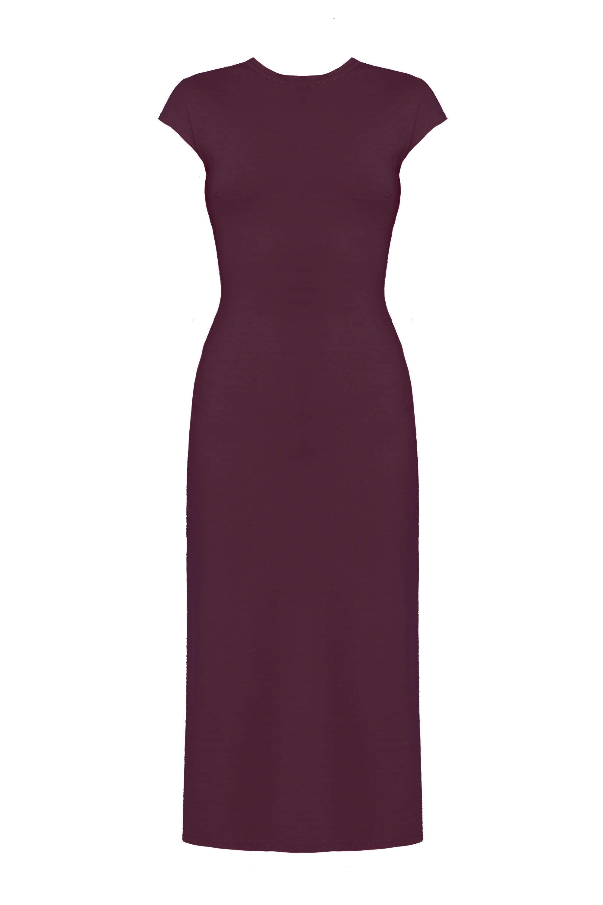 Undress Women's Pink / Purple Aster Dark Purple Jersey Midi Dress With Cap Sleeves