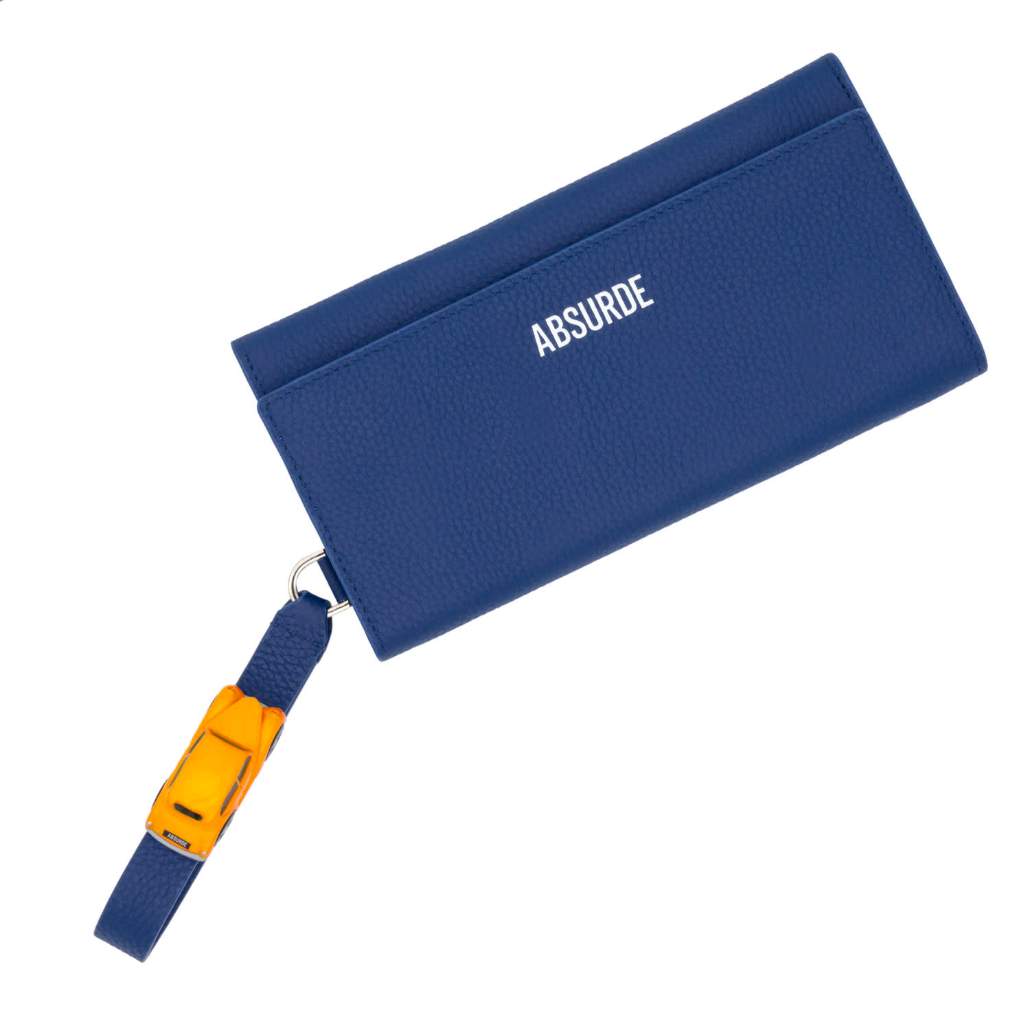 Absurde Women's Blue / Orange Parking Navy Grain Leather Bifold Wallet With Orange Car