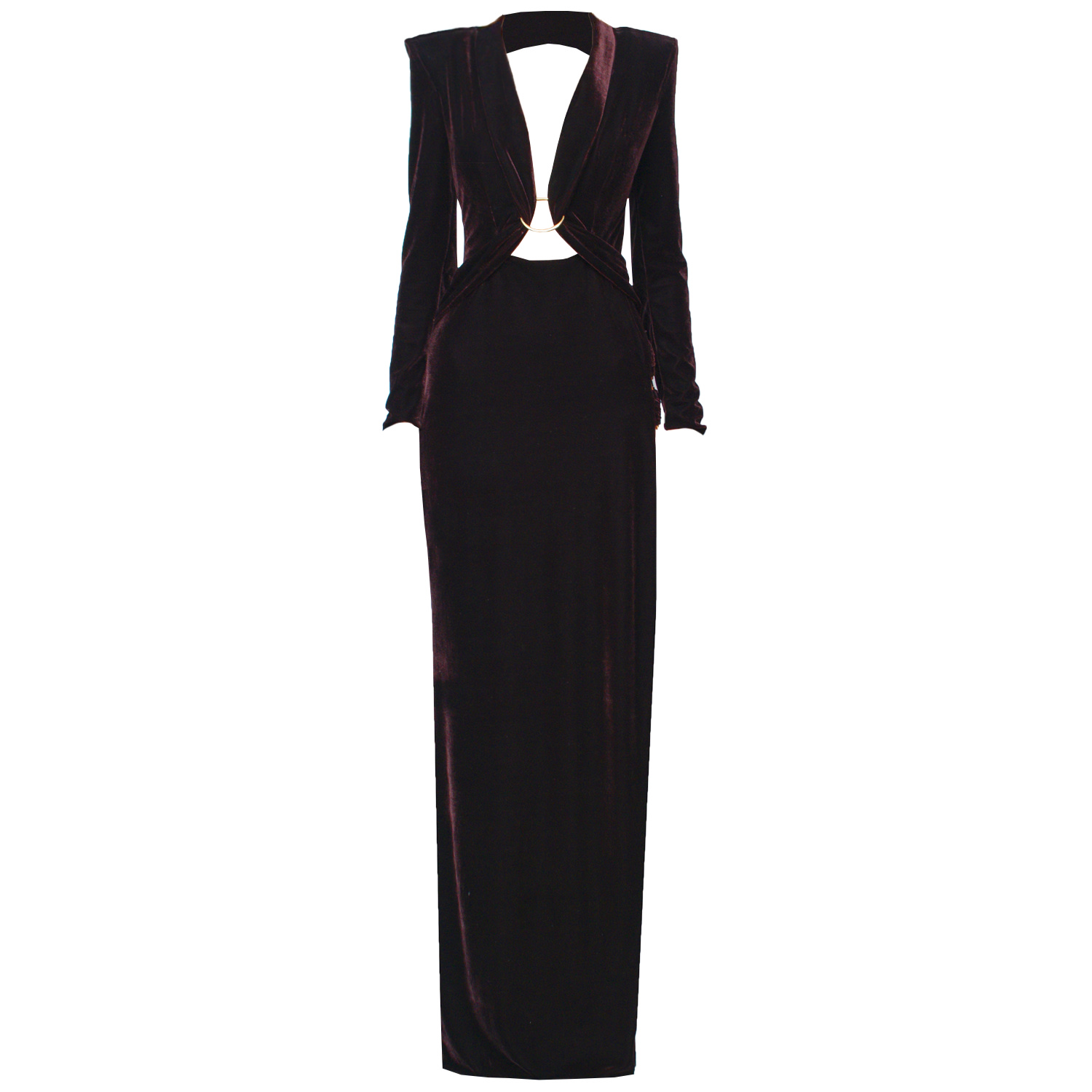 Angelika Jozefczyk Women's Glam Witch Black Velvet Gown With Gold Hoops In Brown