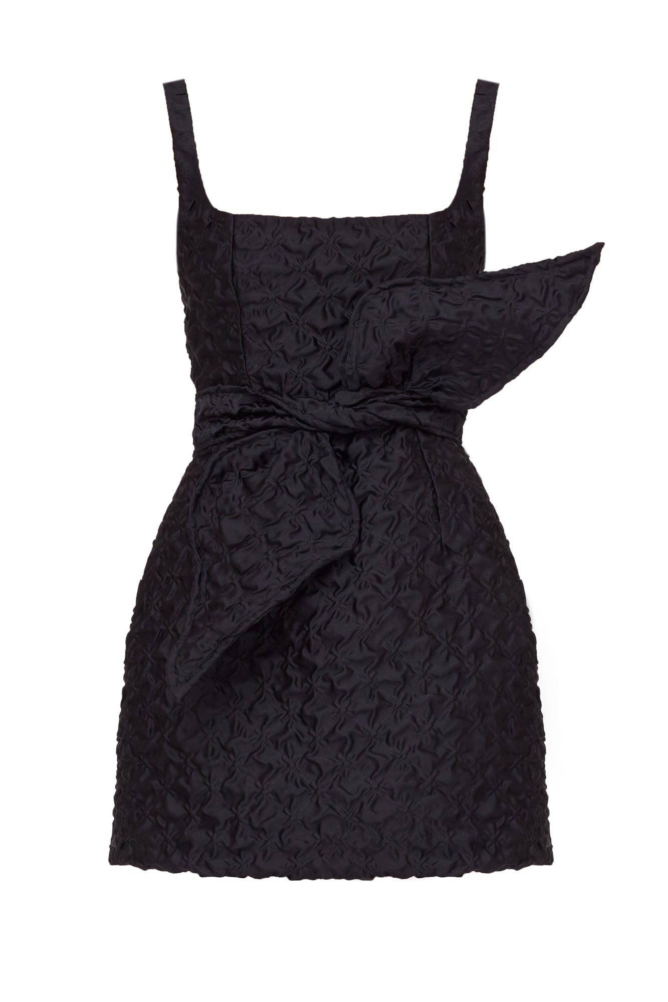 Undress Women's Golda Black Textured Fabric Mini Dress With Bow Belt