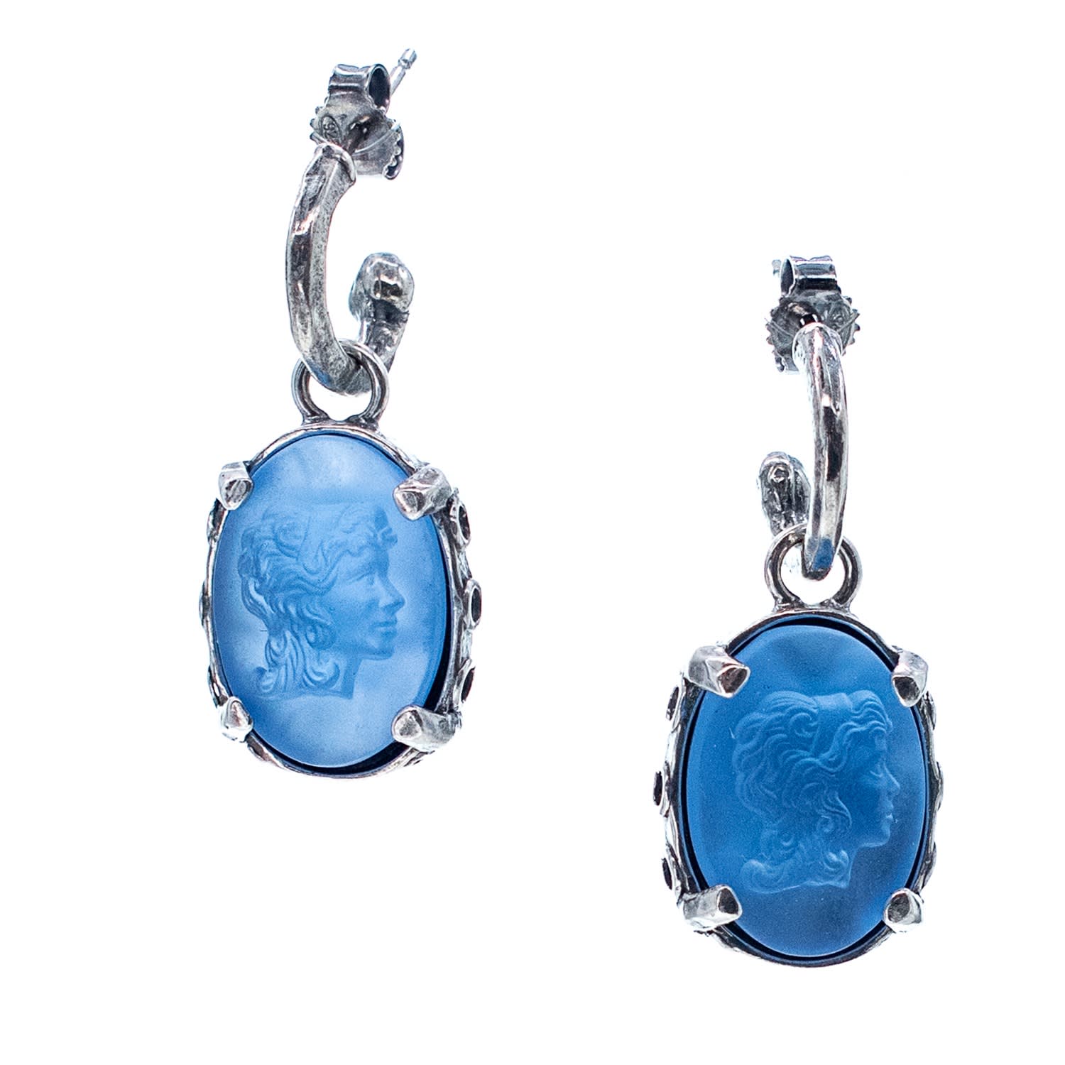 Gem Kingdom Women's Blue / Silver Sterling Silver Earrings Blue Muse In Multi