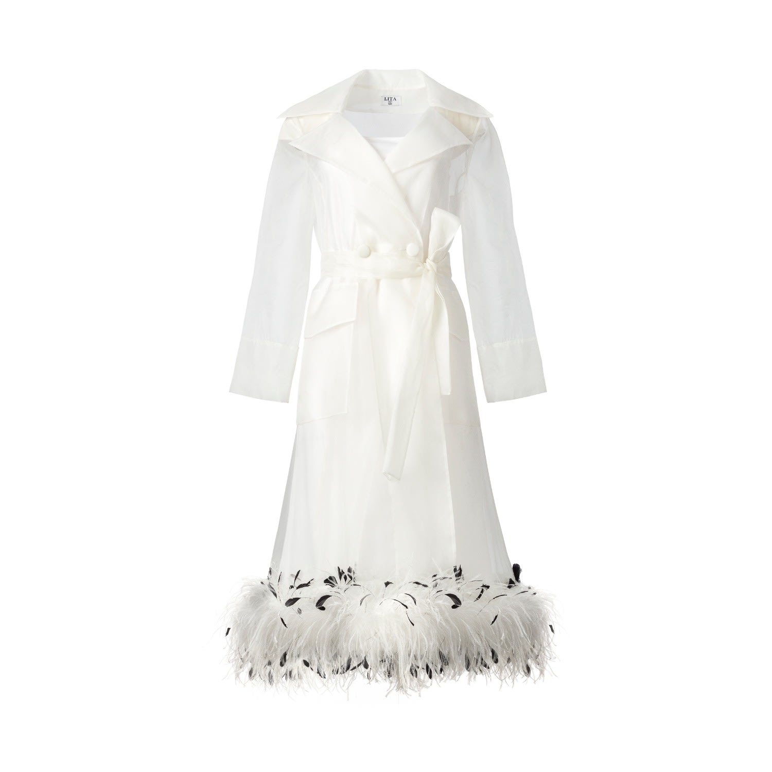 Lita Couture Women's Sheer Organza Trench Dress In White In White