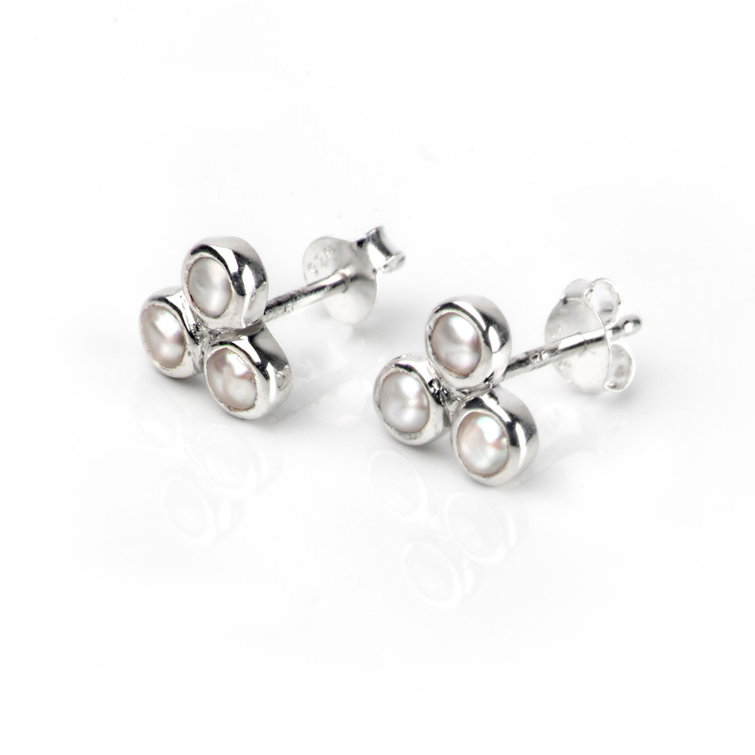 Women’s Silver / White Fresh Water Pearl Trilogy Studs In Sterling Silver The Jewellery Store London