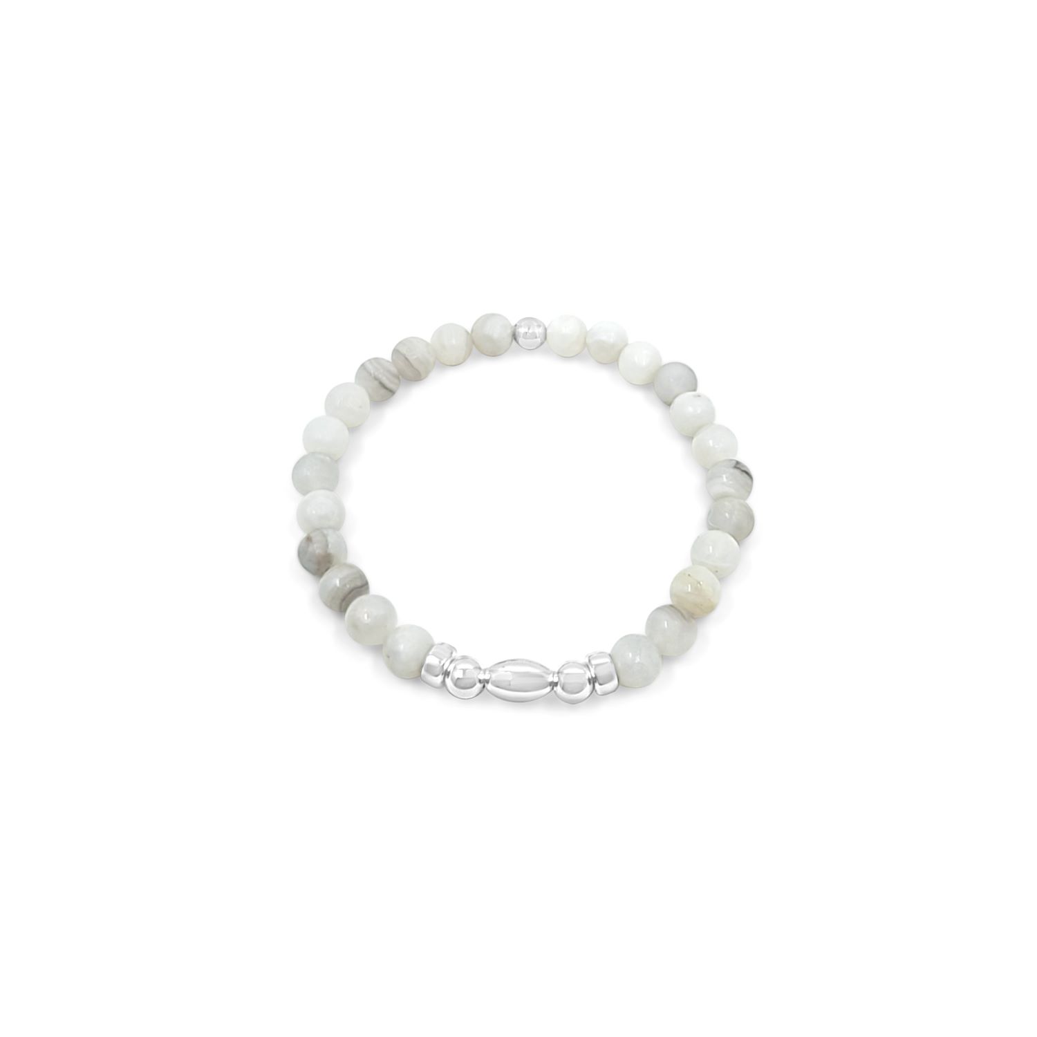 Lutiro Women's Gold / White Beaded White Lace Agate Bracelet-gold