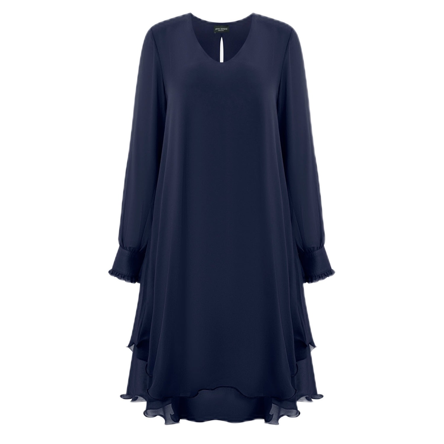 Women's Blue Long Sleeve Navy Wave Hem Dress | XXXL | James Lakeland
