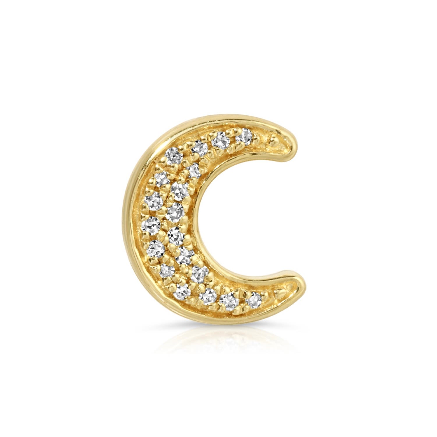 Maya Brenner Women's Pavé Charm Stud - 14k Yellow Gold - Moon In Gold