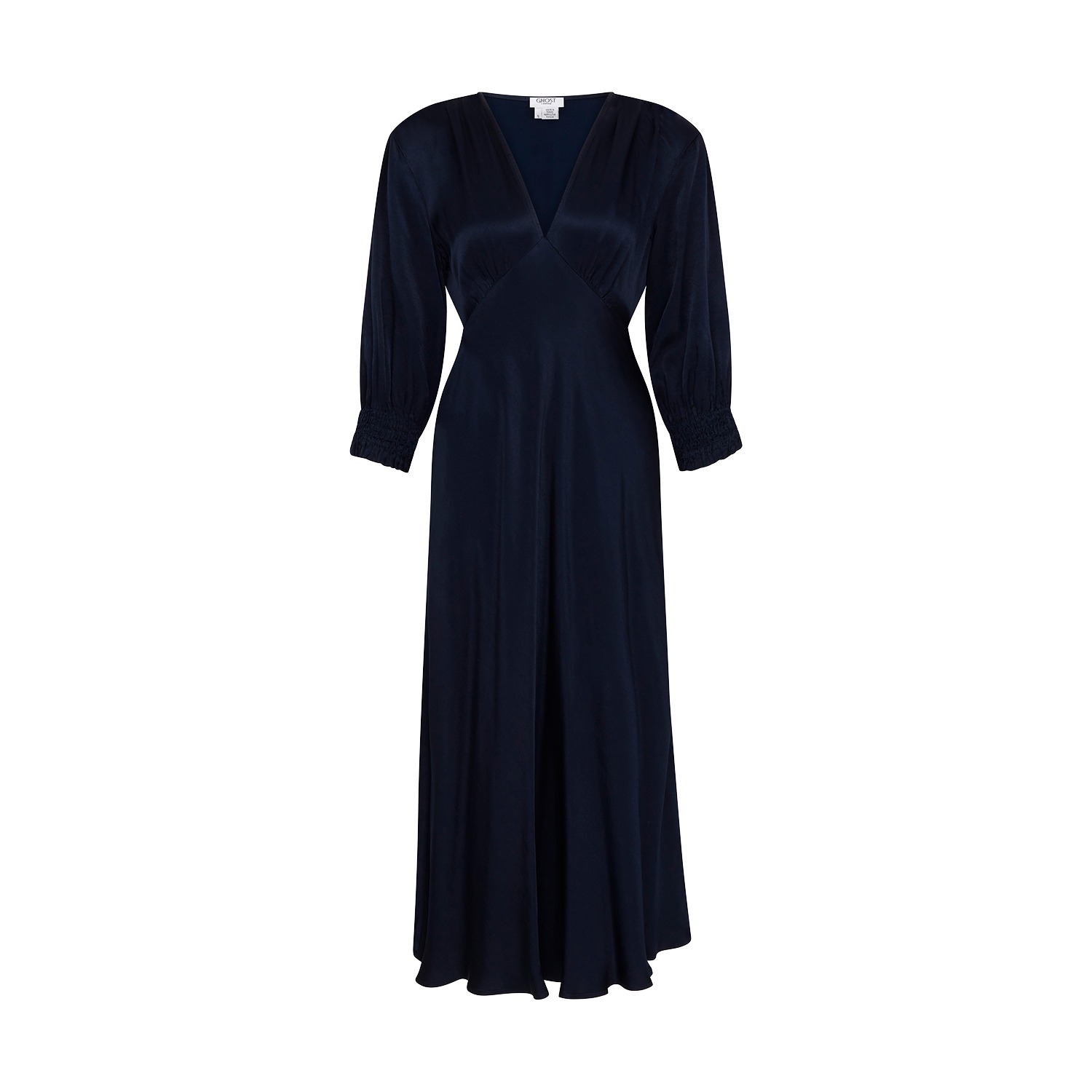 Navy satin clearance midi dress