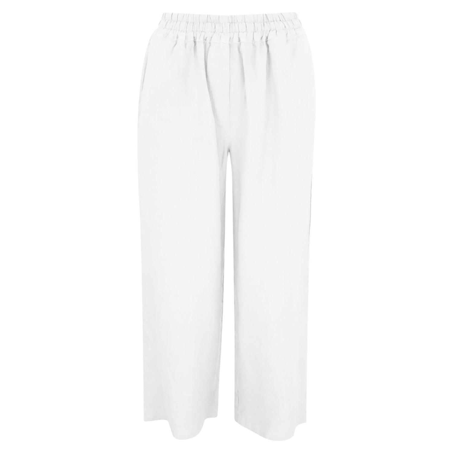 Haris Cotton Women's Cropped Linen Pants - White