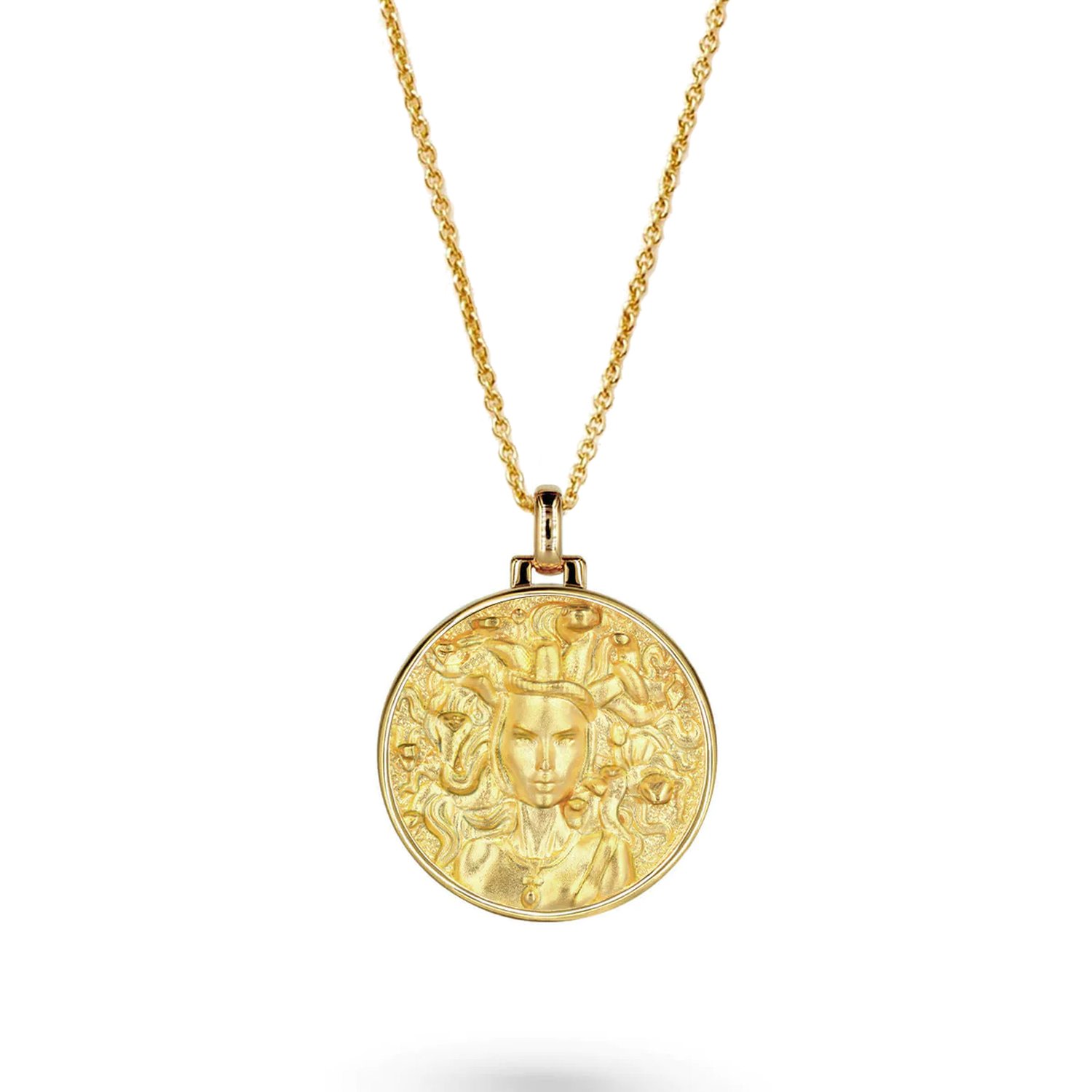 Vermaye Switzerland Women's Gold Medusa Necklace Vermeil Cablechain