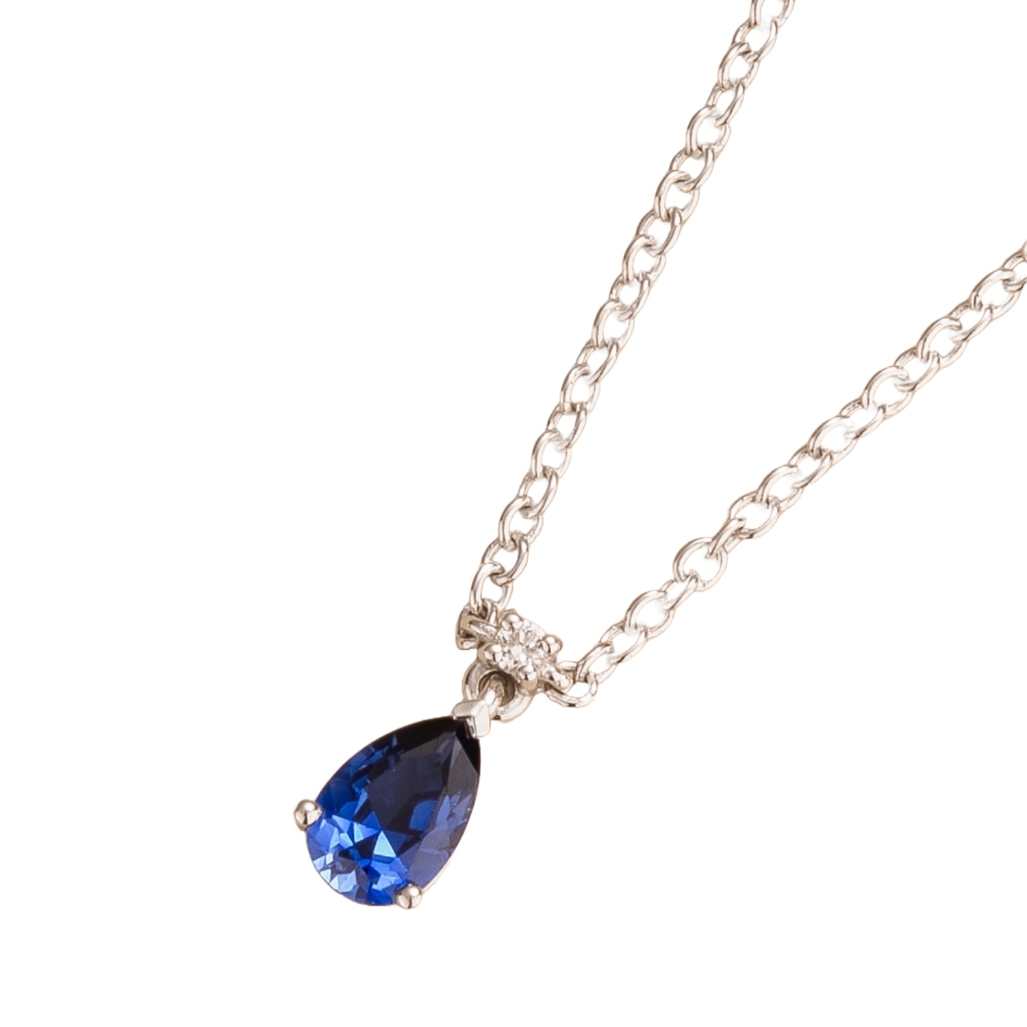 Juvetti Women's Blue / White Ori Small White Gold Pendant Necklace Blue Sapphire Diamond In Multi