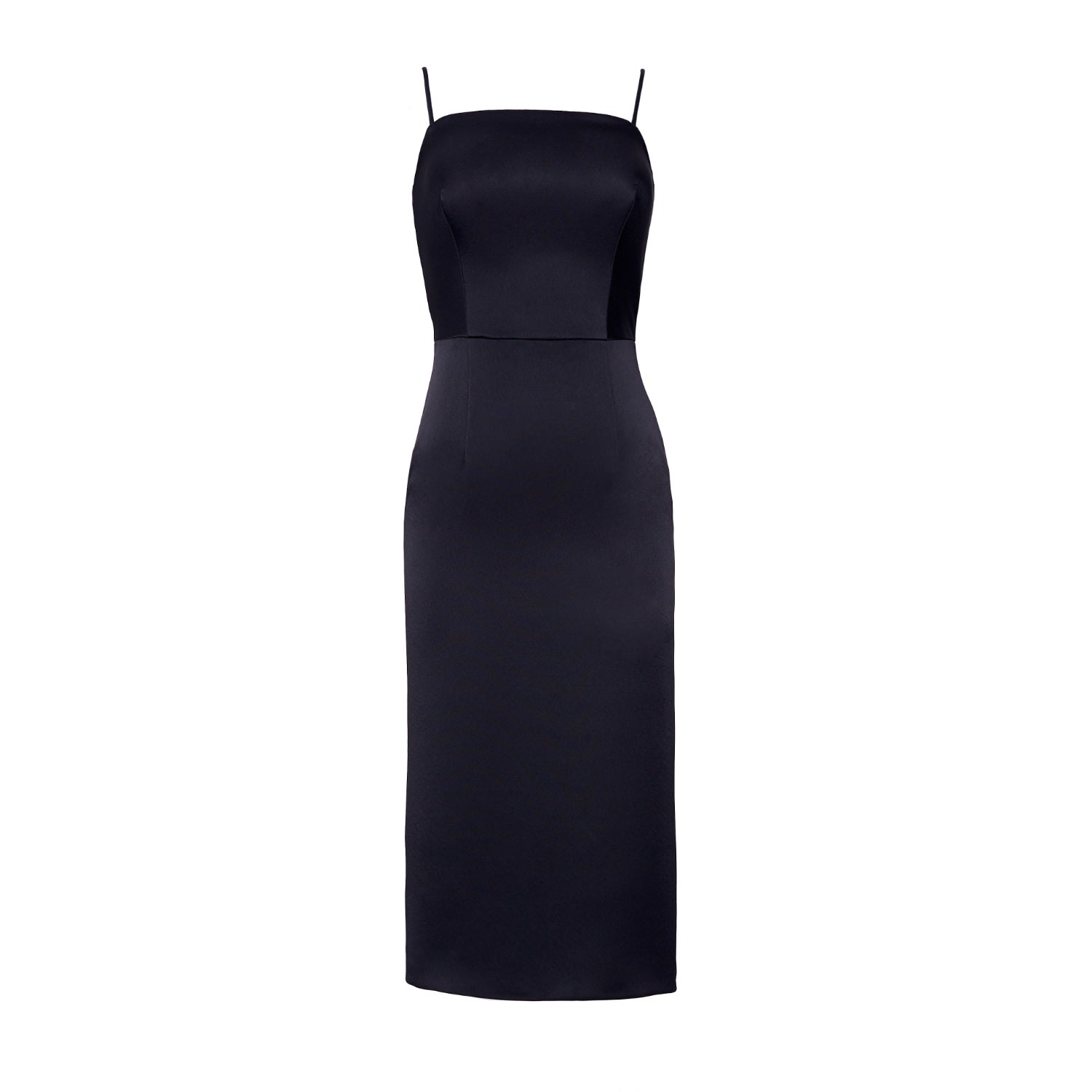 Nomi Fame Women's Ora Black Crepe Satin Midi Dress With Adjustable Straps