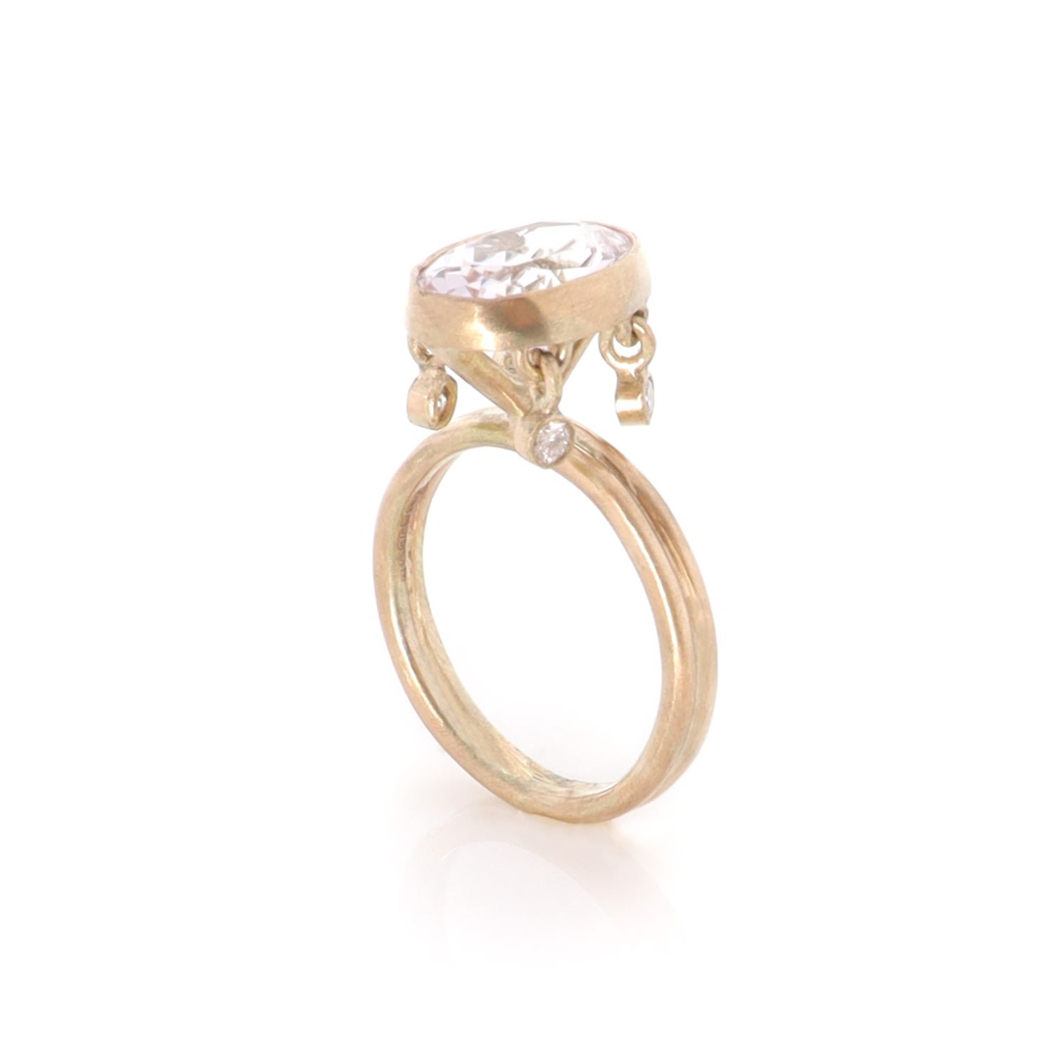 Gabriella Alicia Women's Neutrals / Gold / Orange Morganite And Diamond Gold Ring In Multi