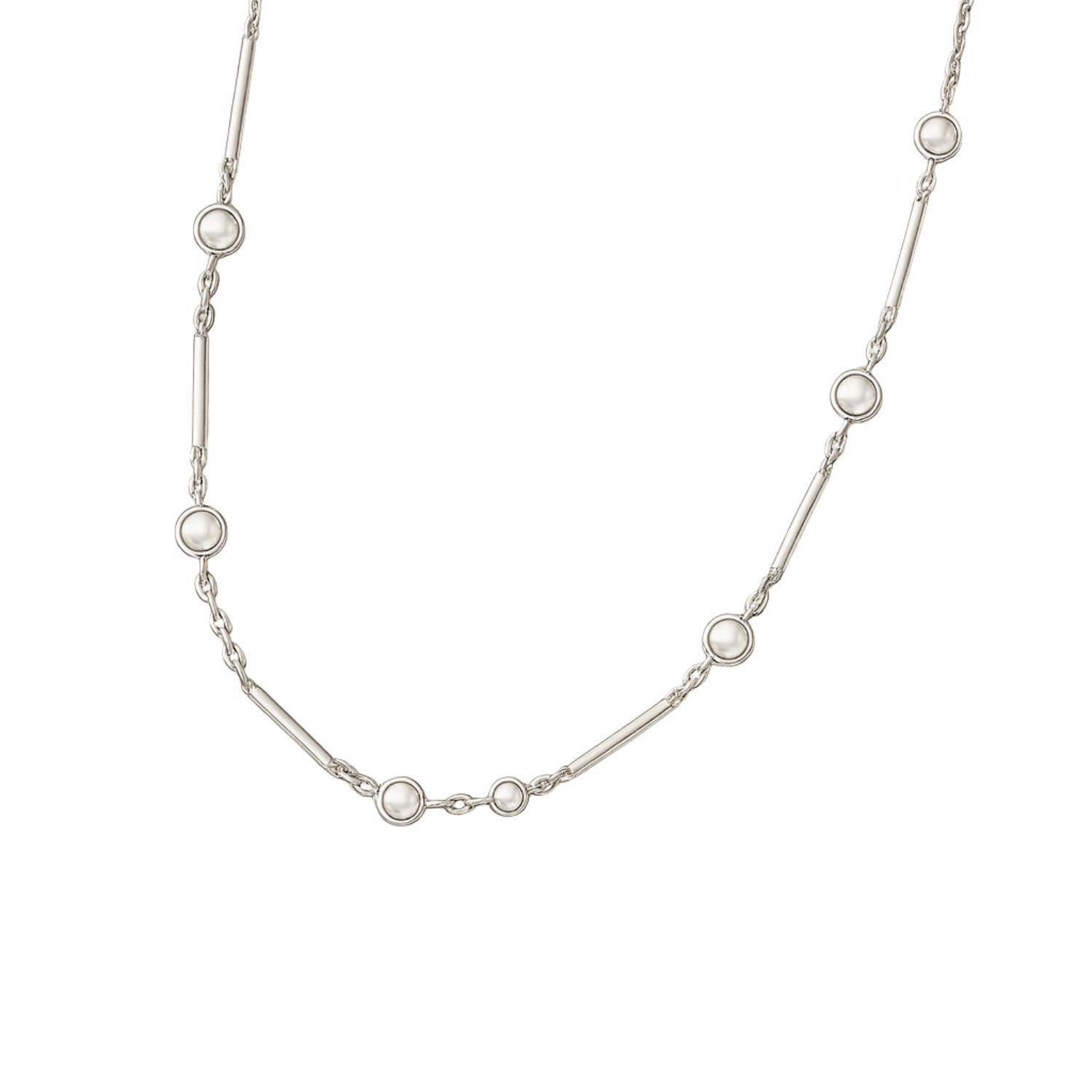 Lily Flo Jewellery Women's Light Line Pearl Station Necklace — Sterling Silver With Freshwater Pearls In Silver